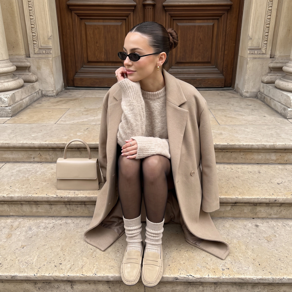 Heritage Suede Loafer Mules Sand Medium