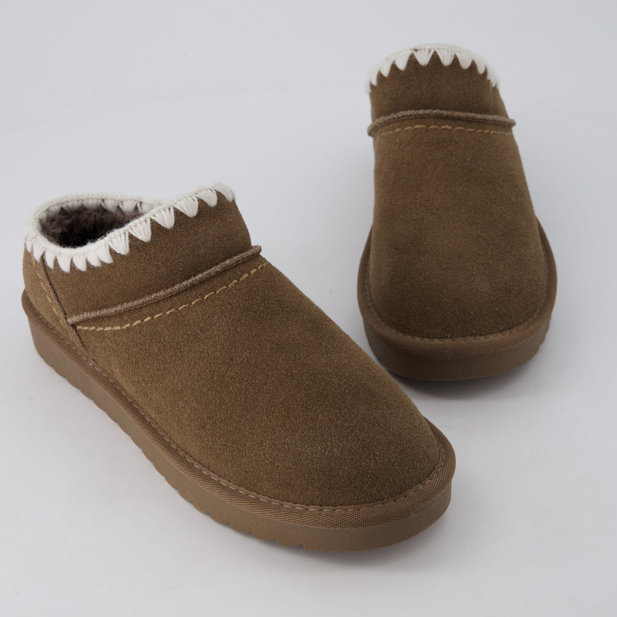 Hilo 3 Leather Kids Slippers Brown Embroidered Medium