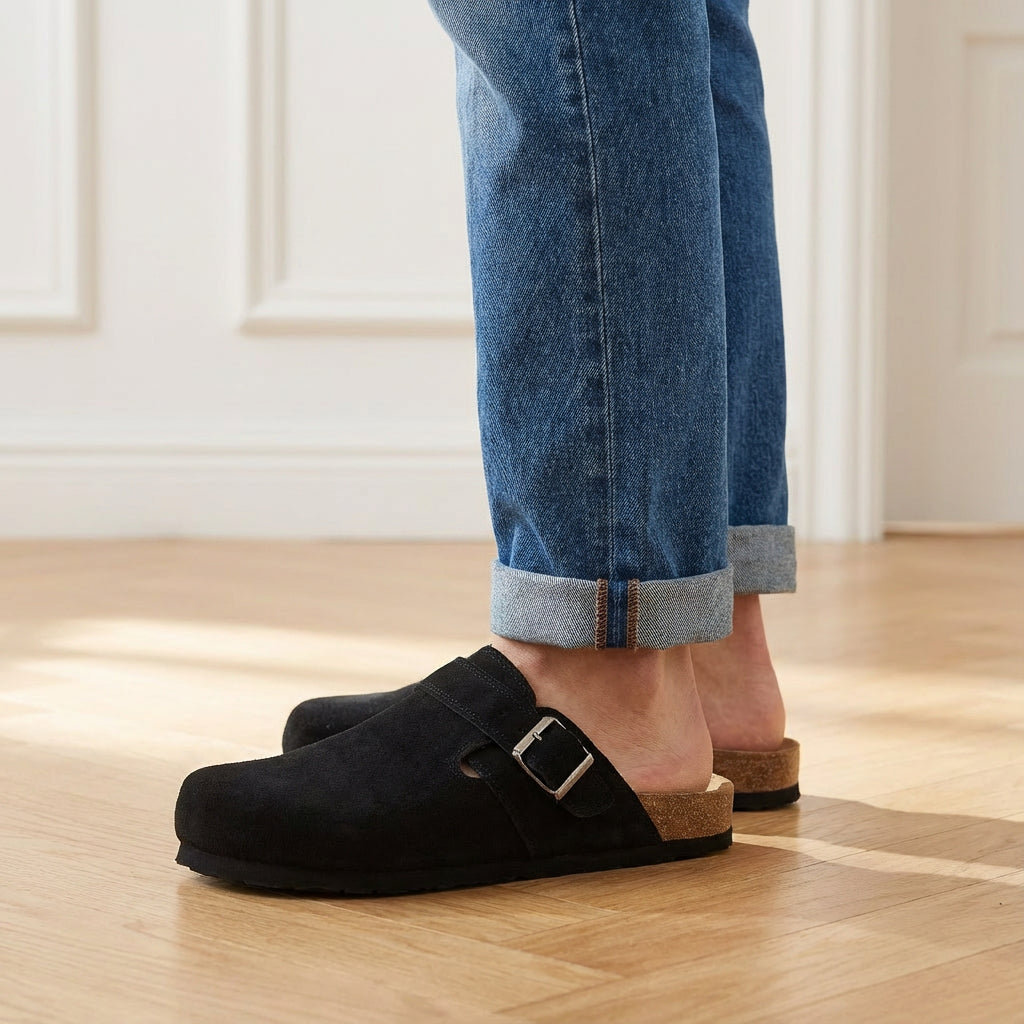 Hugo Genuine Suede Clogs Black Medium