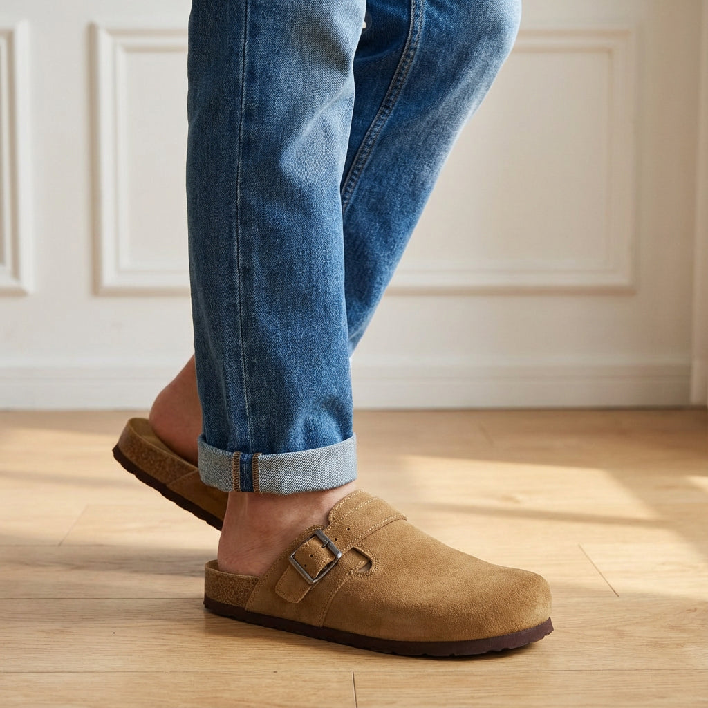 Hugo Genuine Suede Clogs Brown Medium