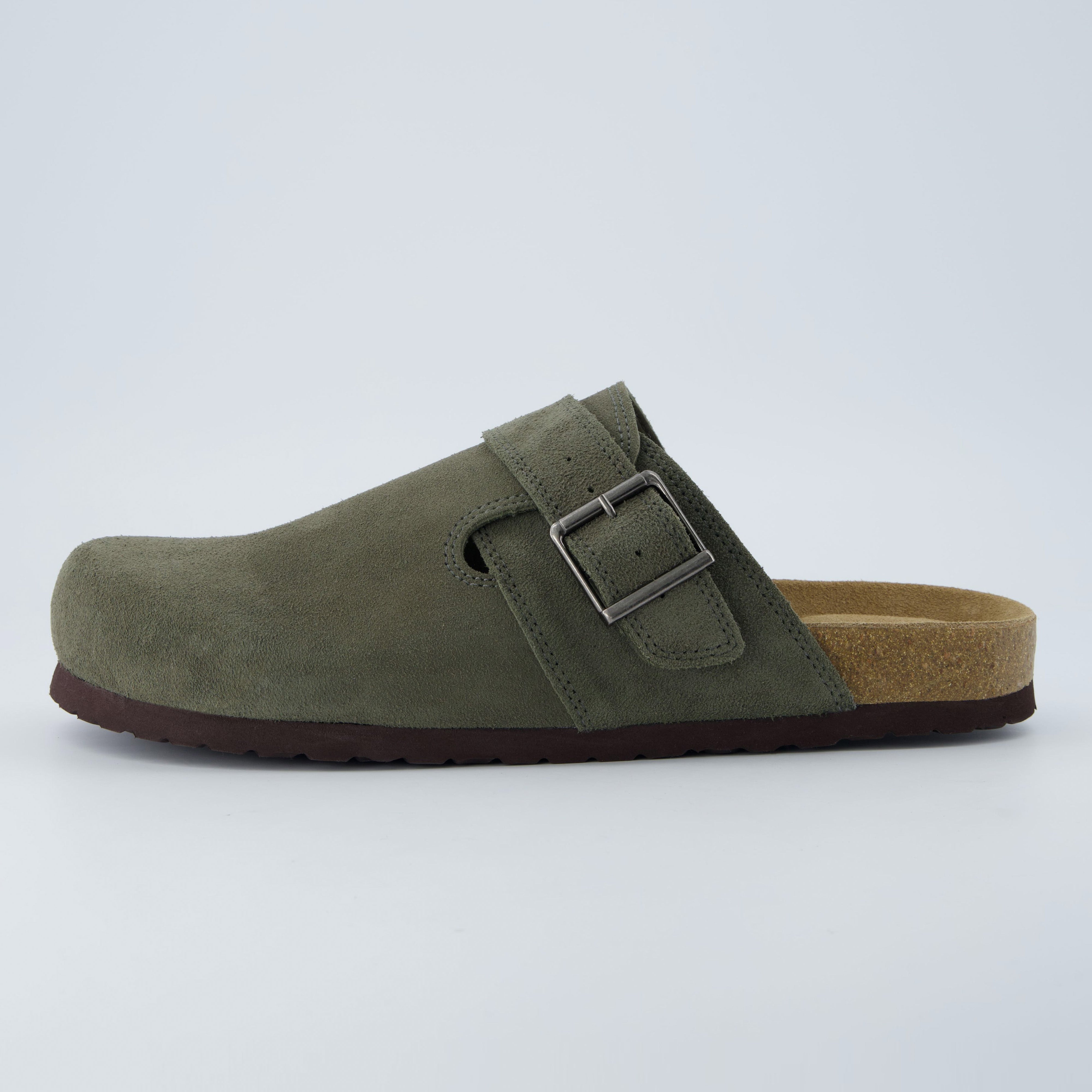 Hugo Genuine Suede Clogs Olive Medium