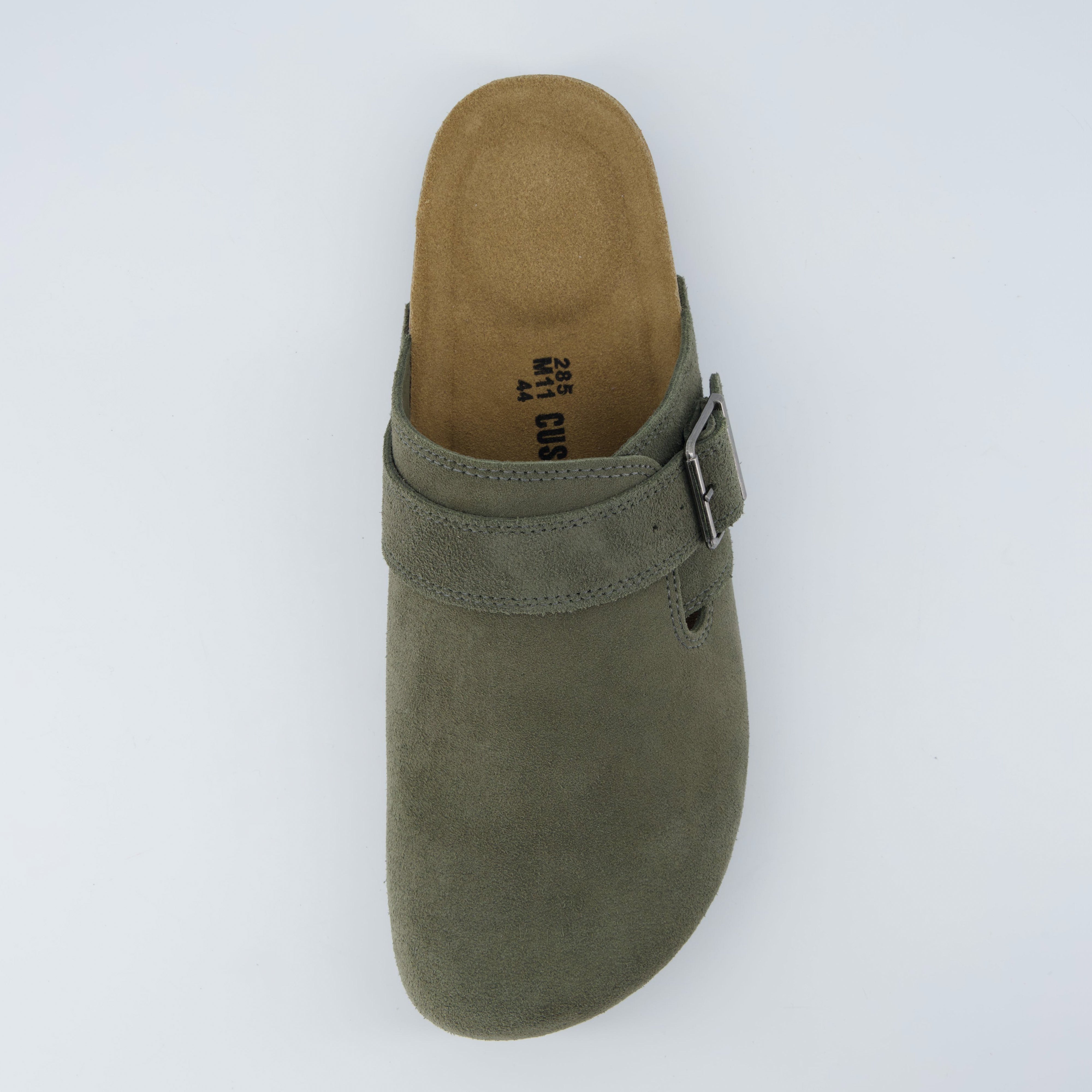 Hugo Genuine Suede Clogs Olive Medium