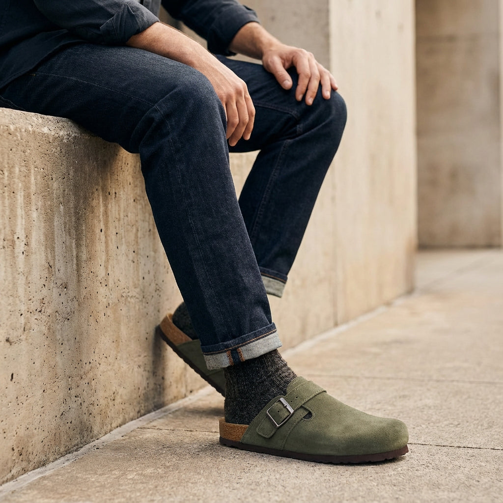Hugo Genuine Suede Clogs Brown Medium