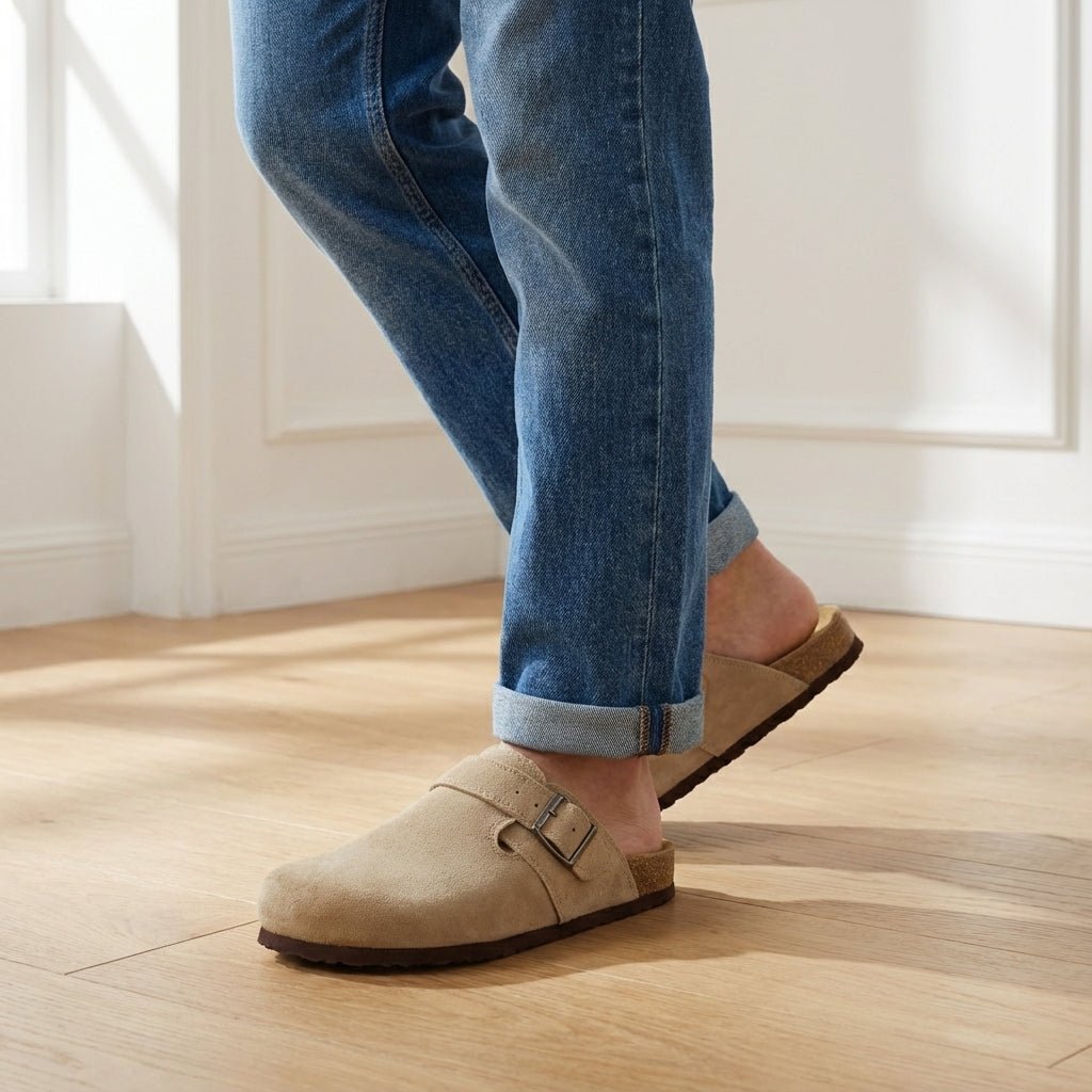Hugo Genuine Suede Clogs Taupe Medium