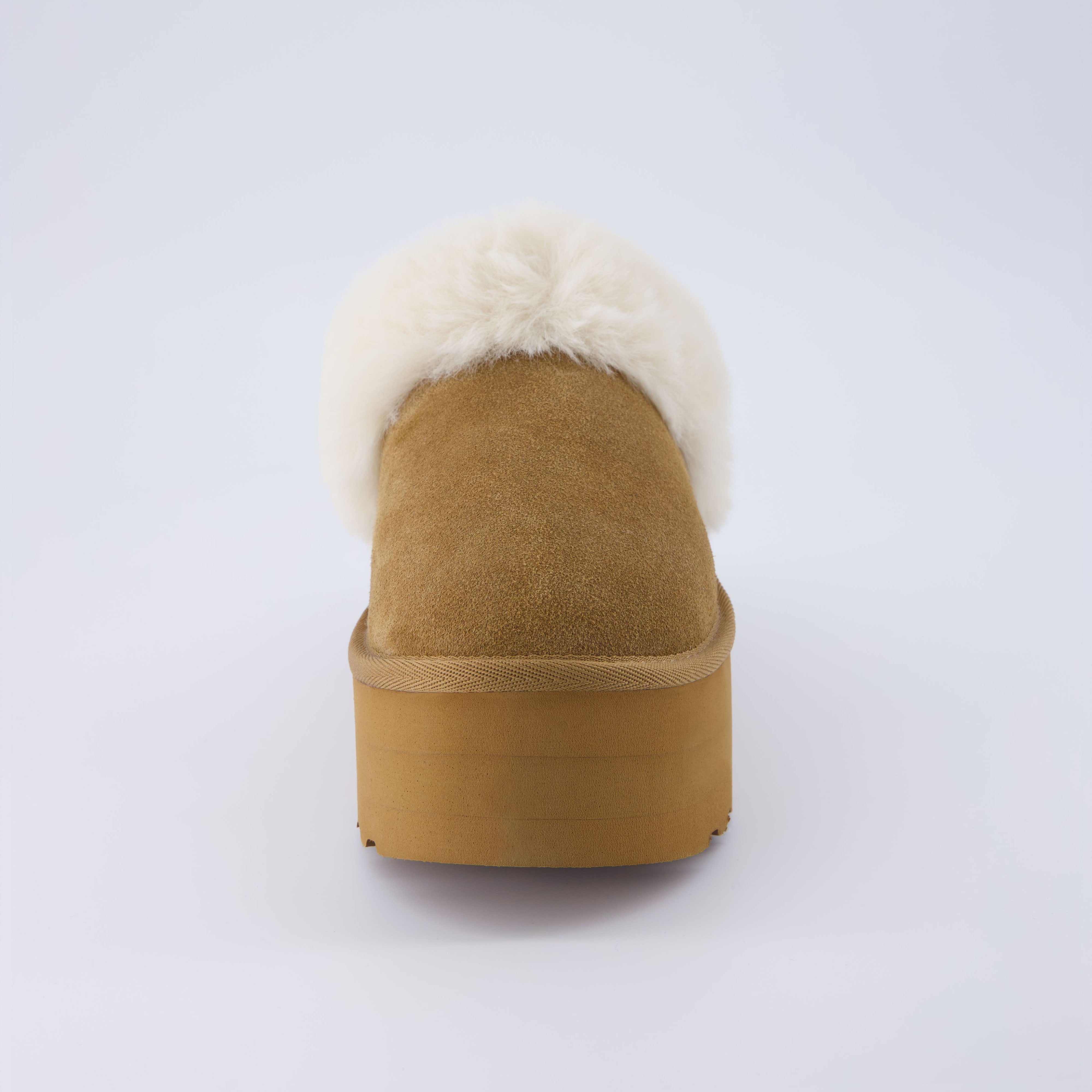 Husky Suede Cozy Platform Mule Chestnut