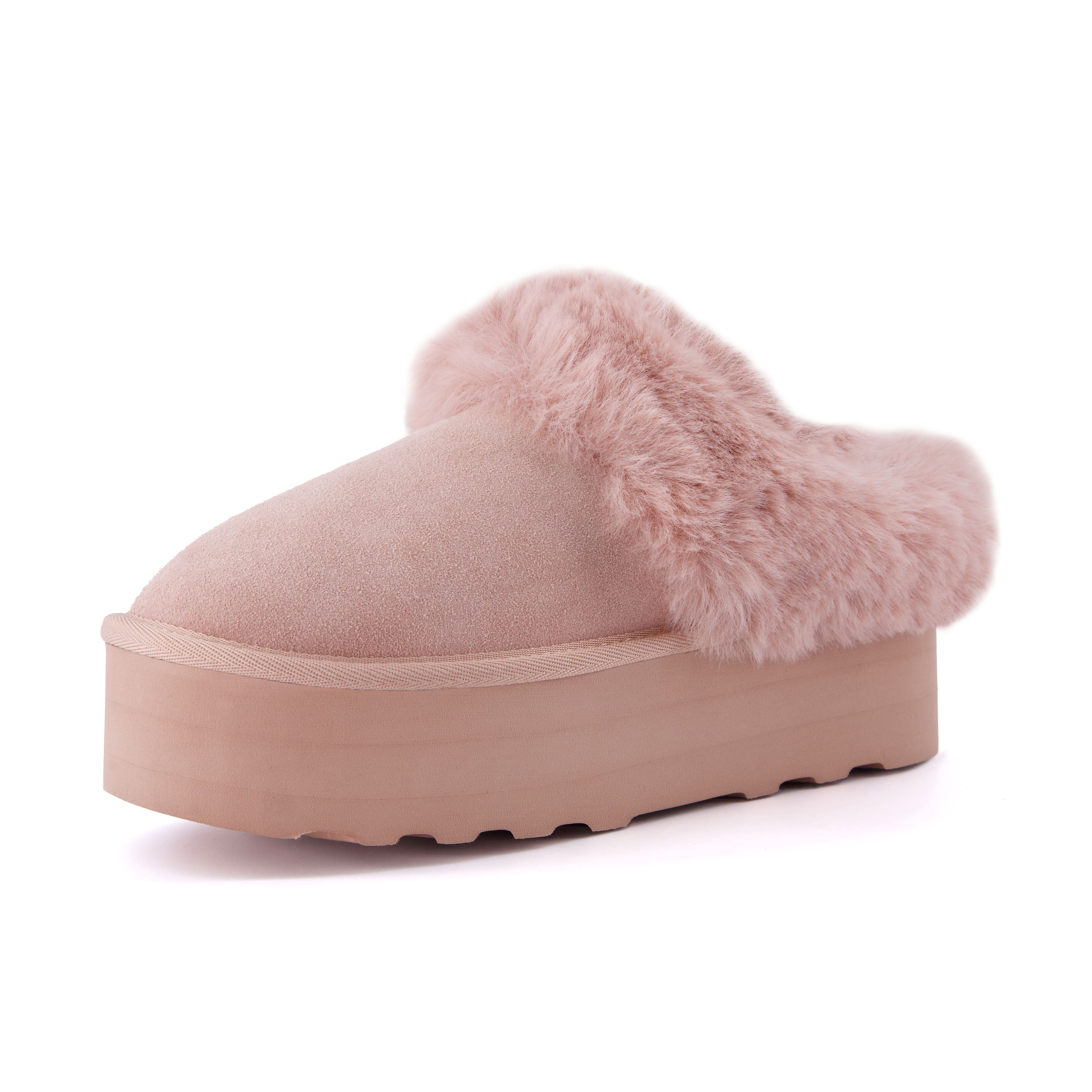 Husky Suede Cozy Platform Mule Pink