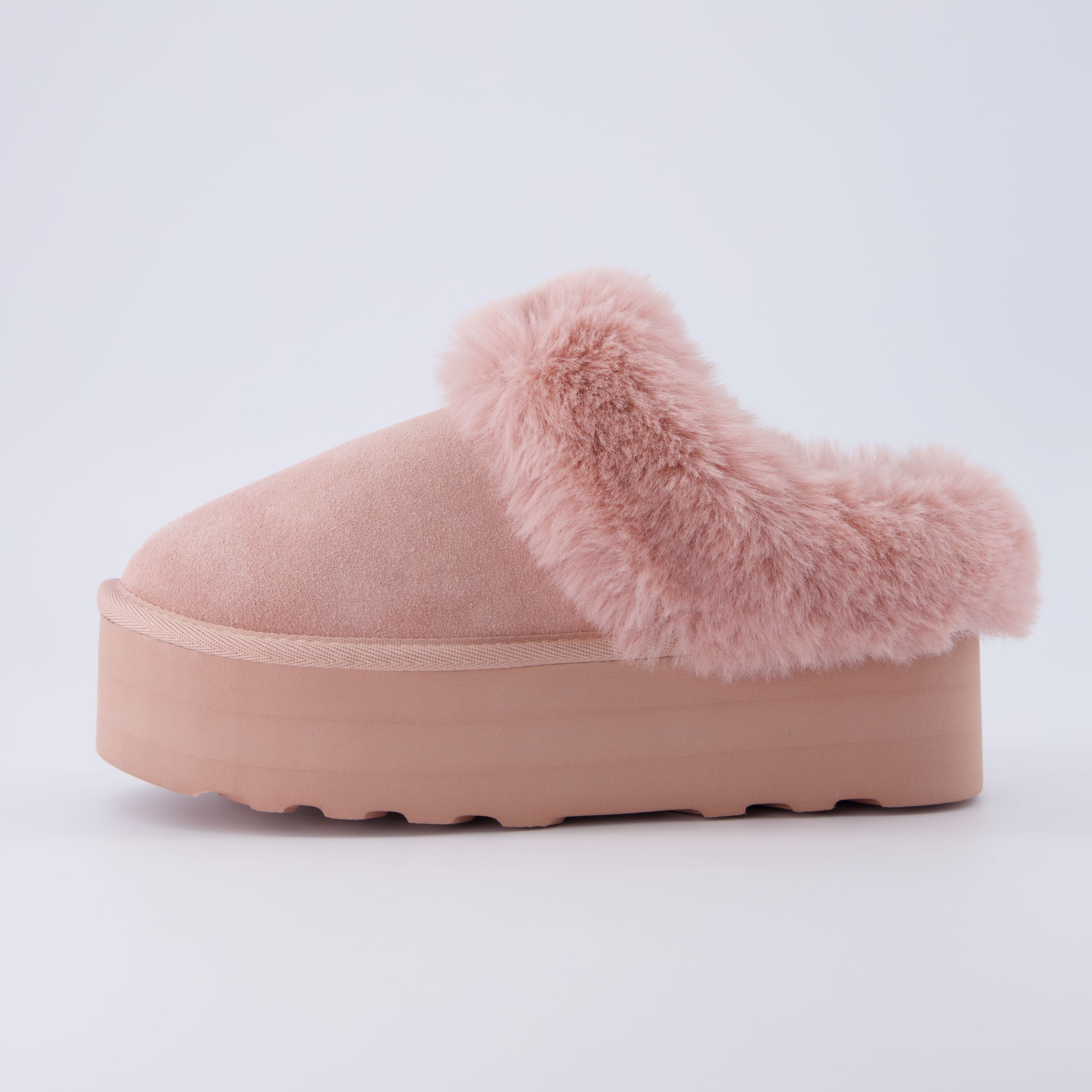 Husky Suede Cozy Platform Mule Pink
