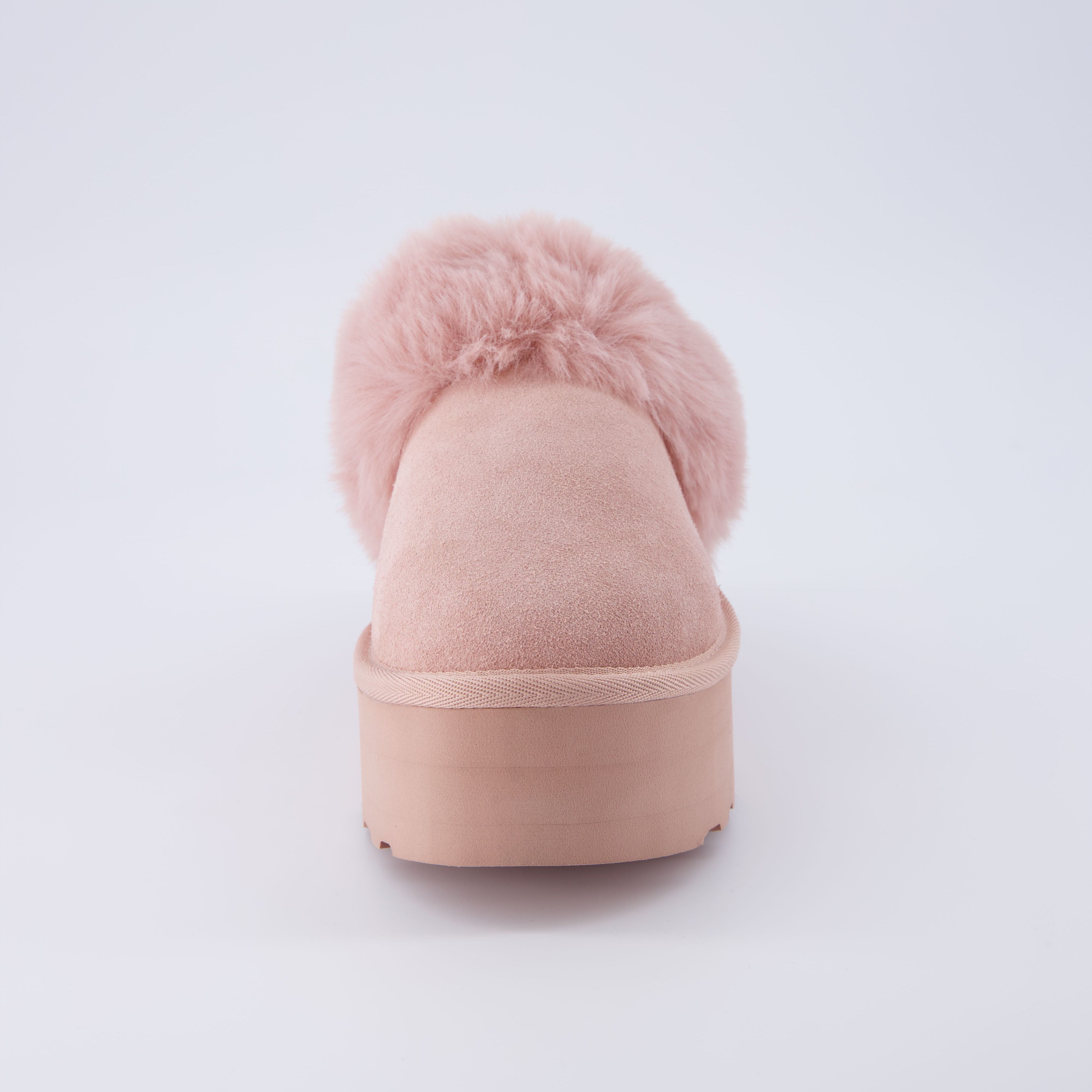 Husky Suede Cozy Platform Mule Pink