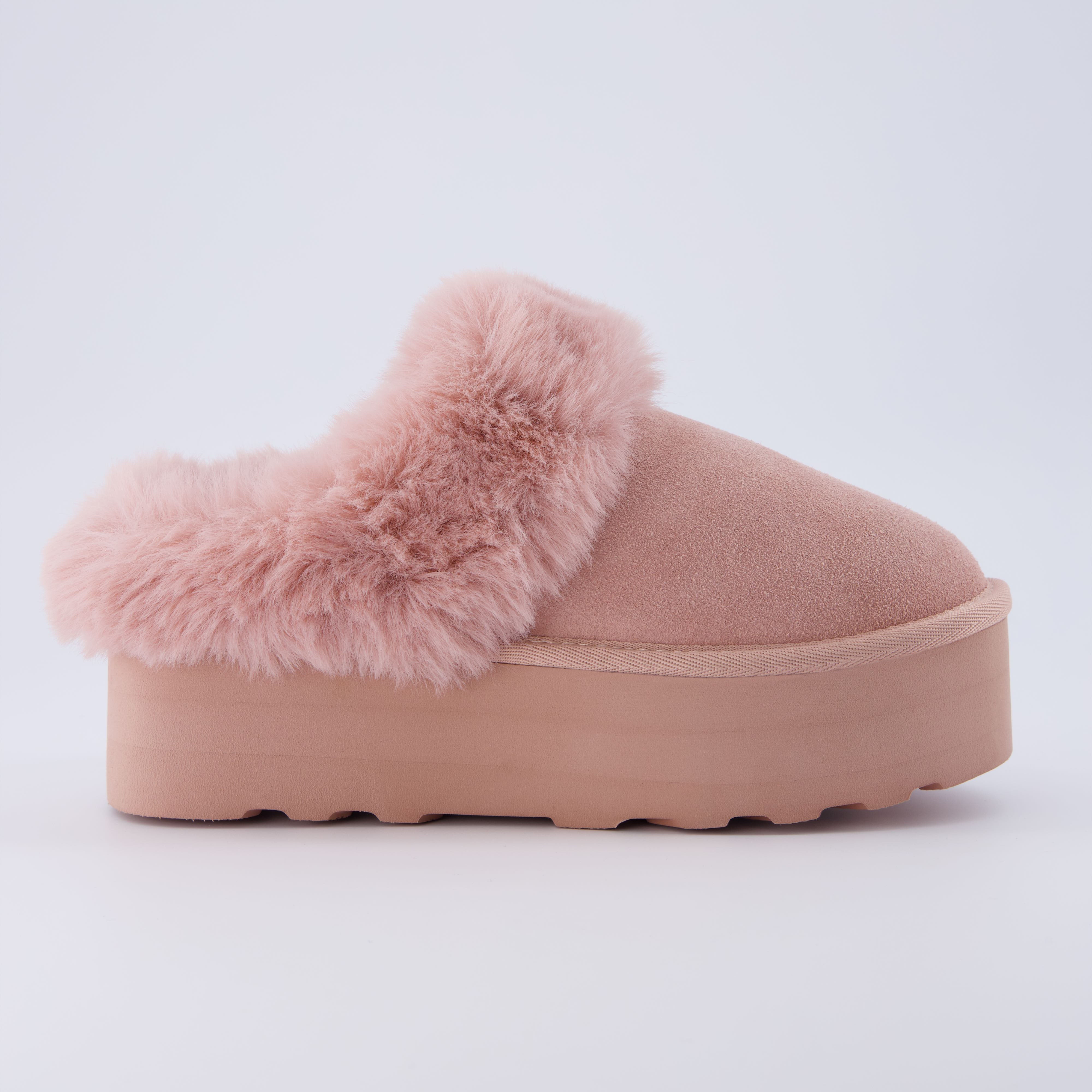 Husky Suede Cozy Platform Mule Pink