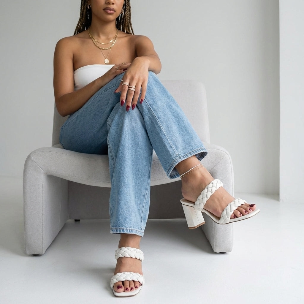 Irine Block Heel Sandals Cream