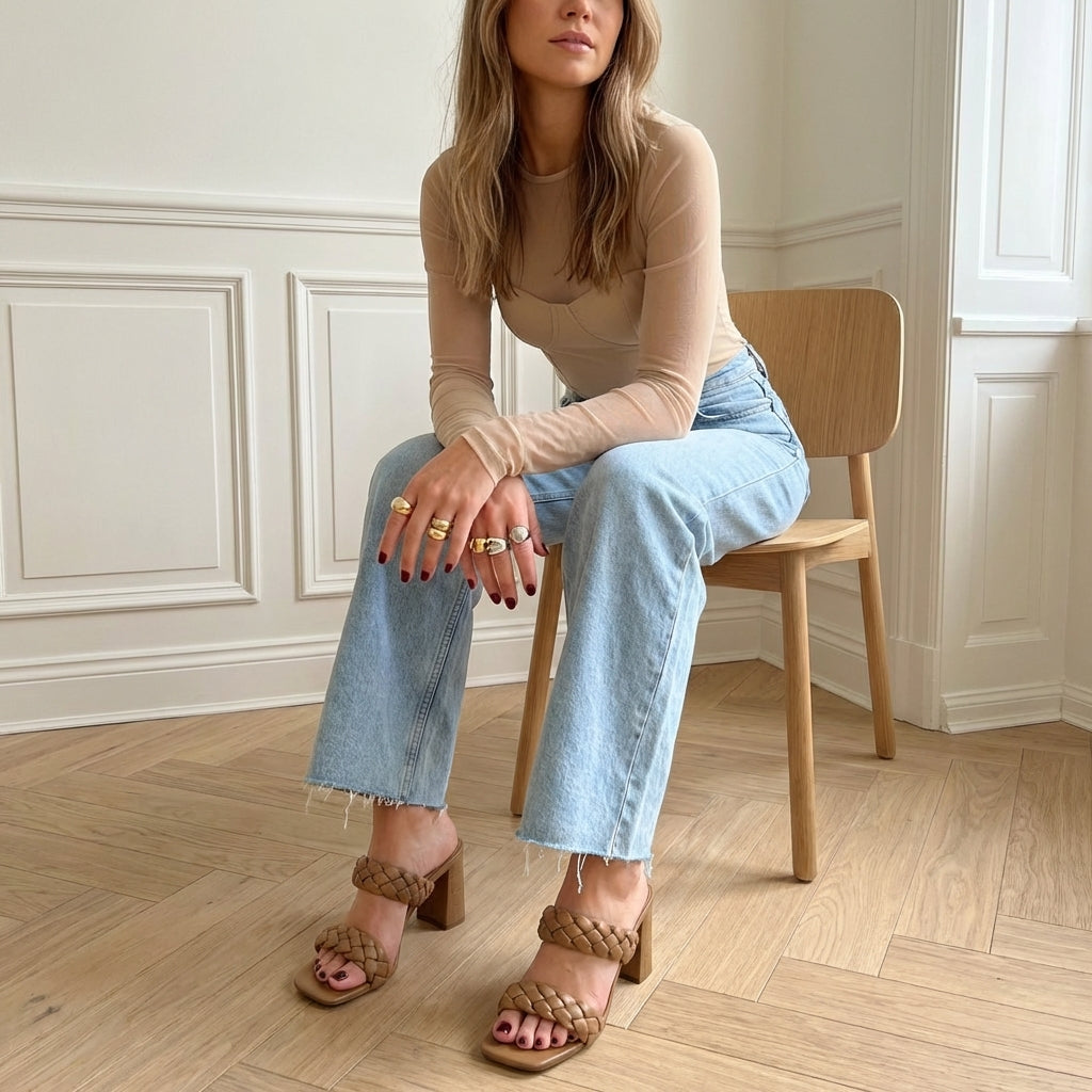Irine Block Heel Sandals Tan