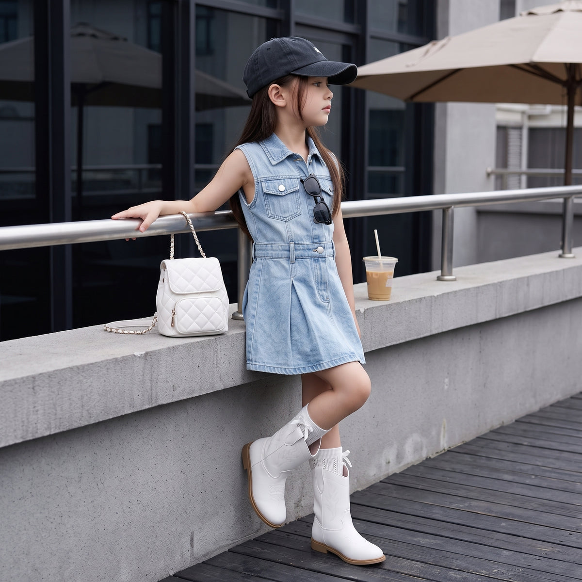 Jane Kids Western Cowboy Boots White Medium