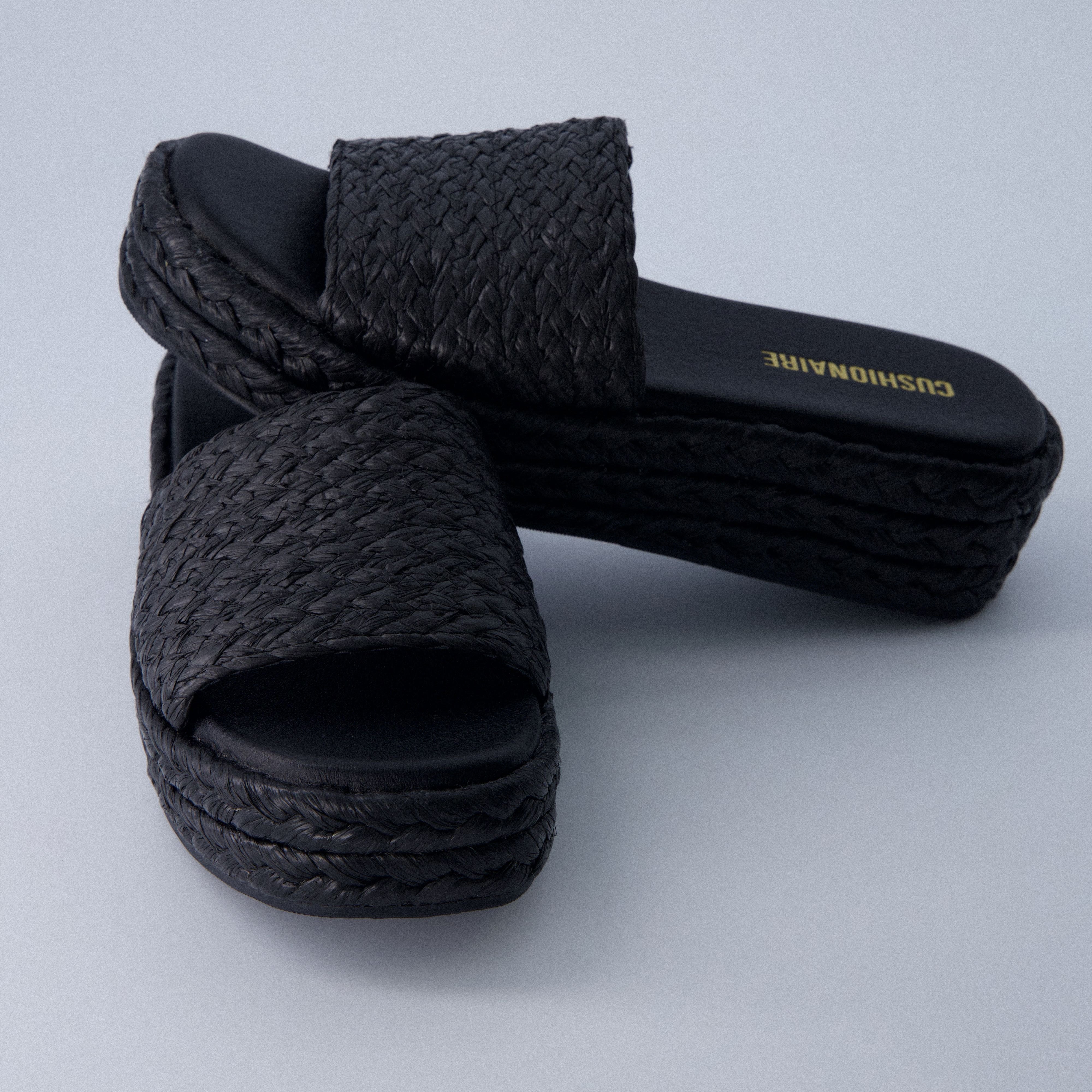 Kudos Platform Sandal Black Raffia