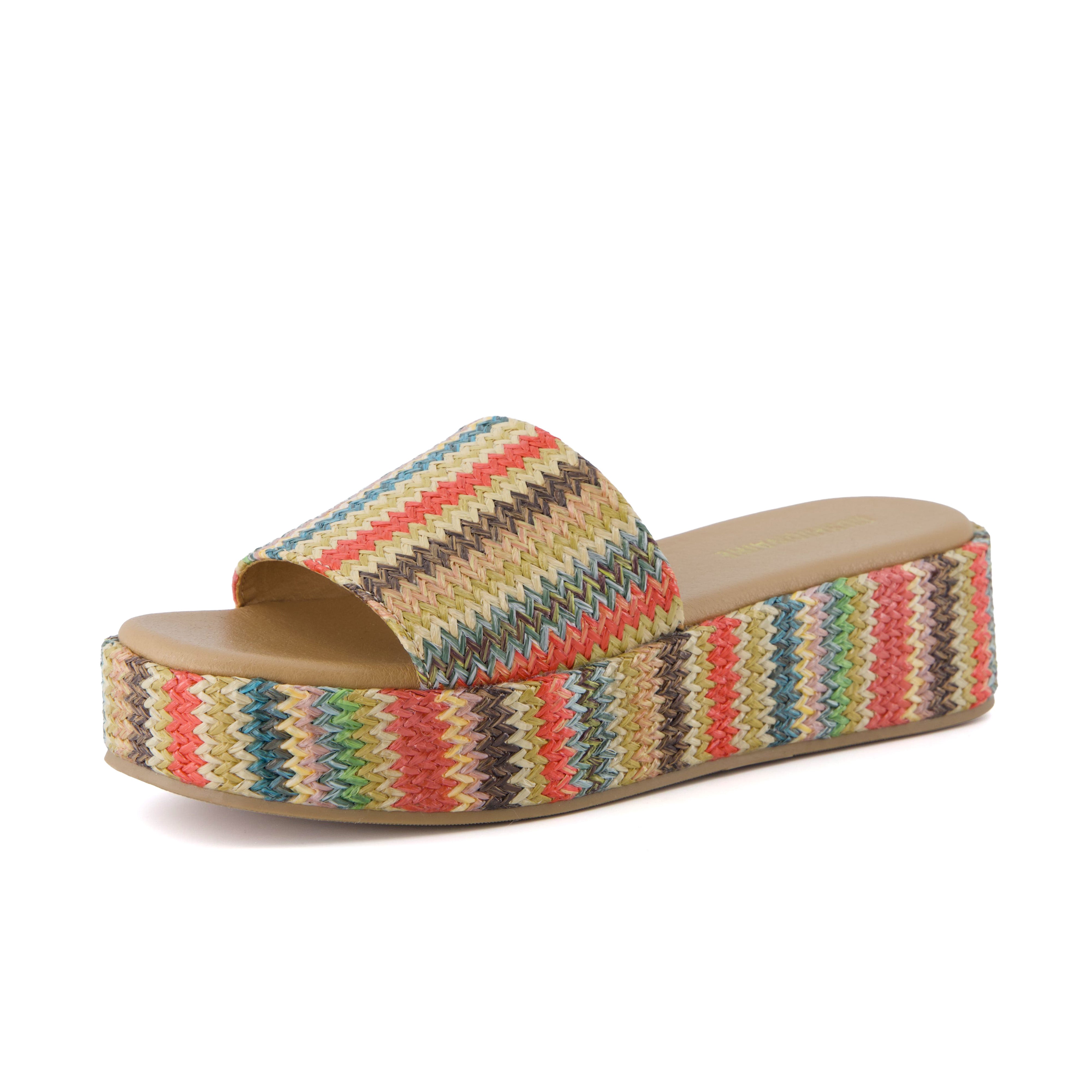 Kudos Platform Sandal Black Raffia