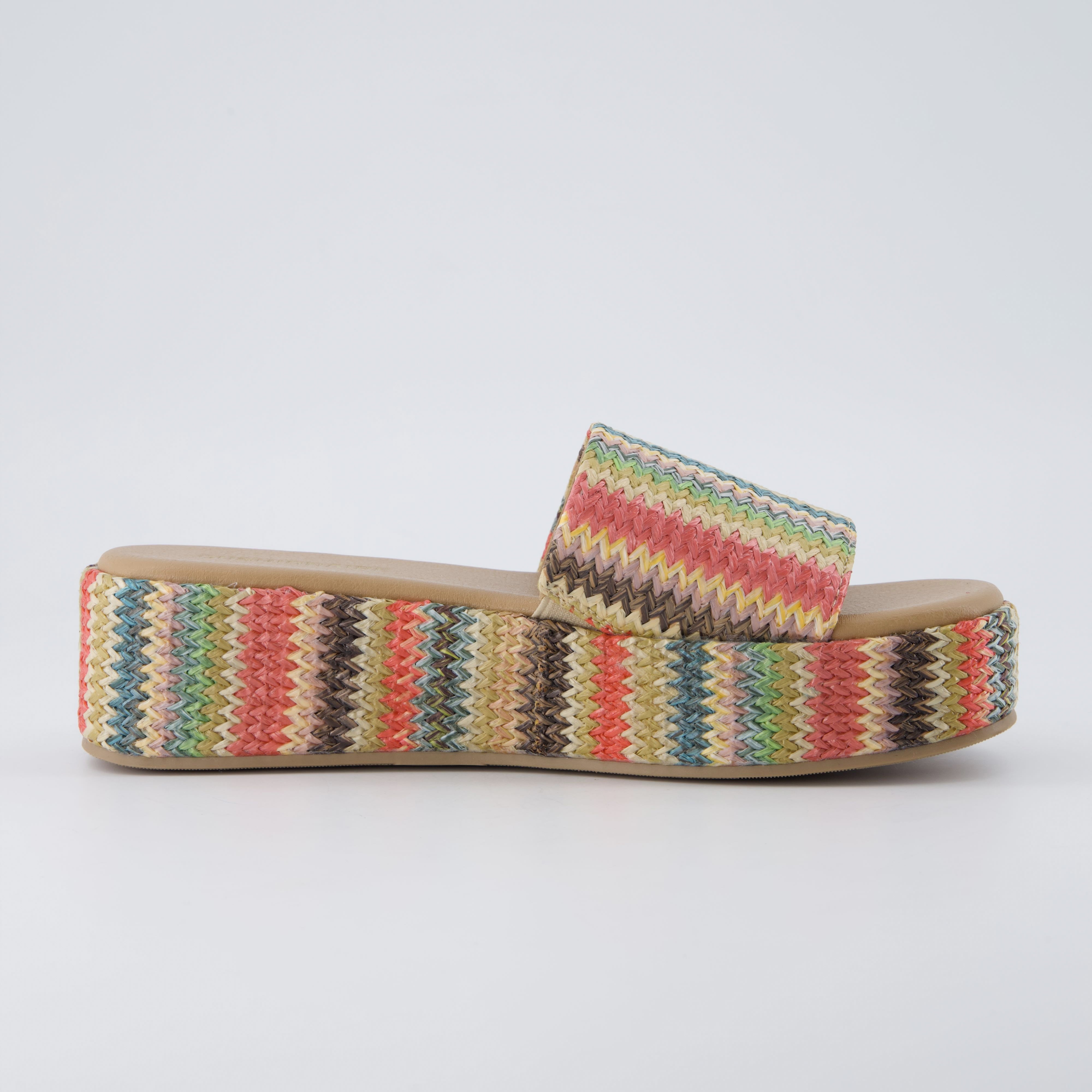 Kudos Platform Sandal Black Raffia