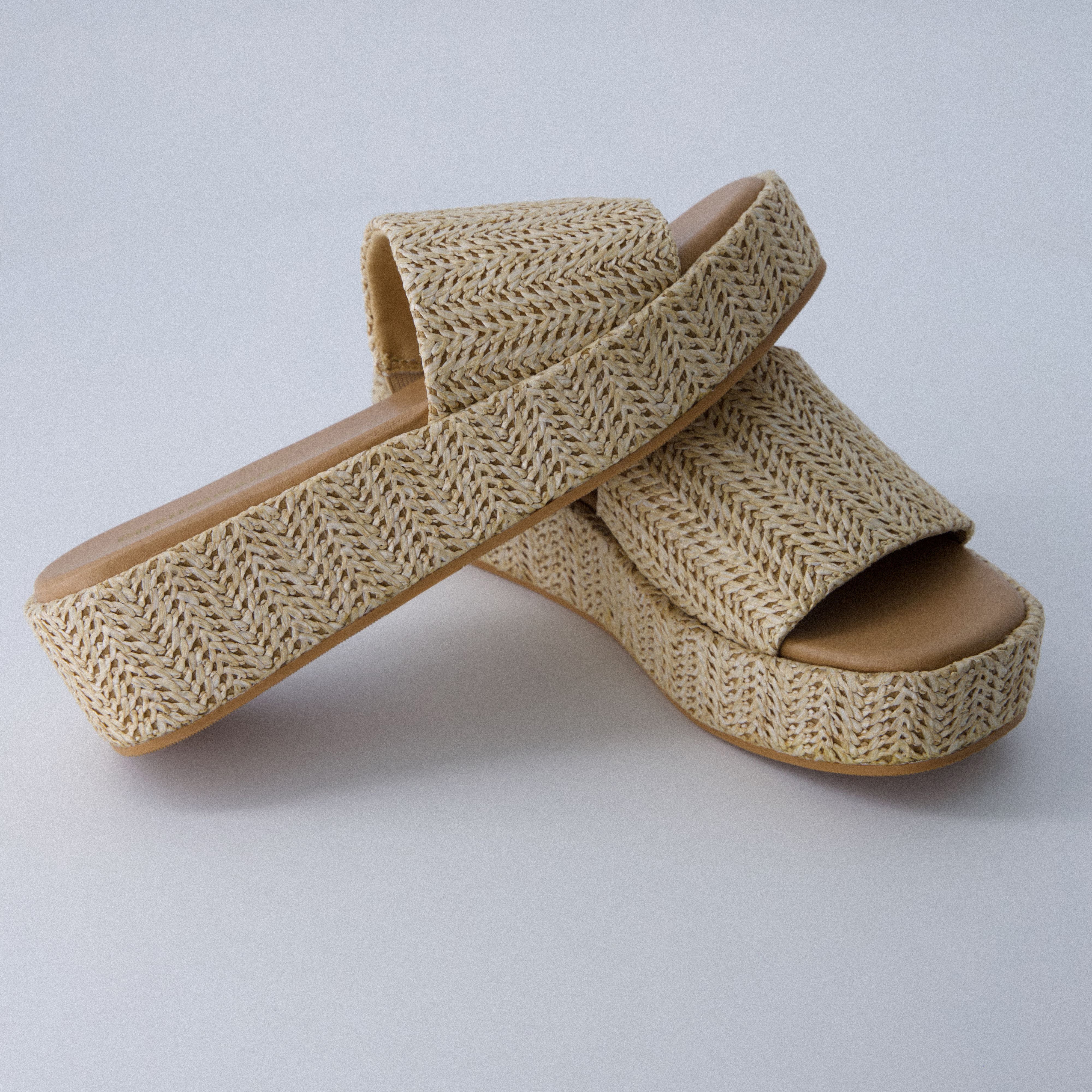 Kudos Platform Sandal Natural Raffia
