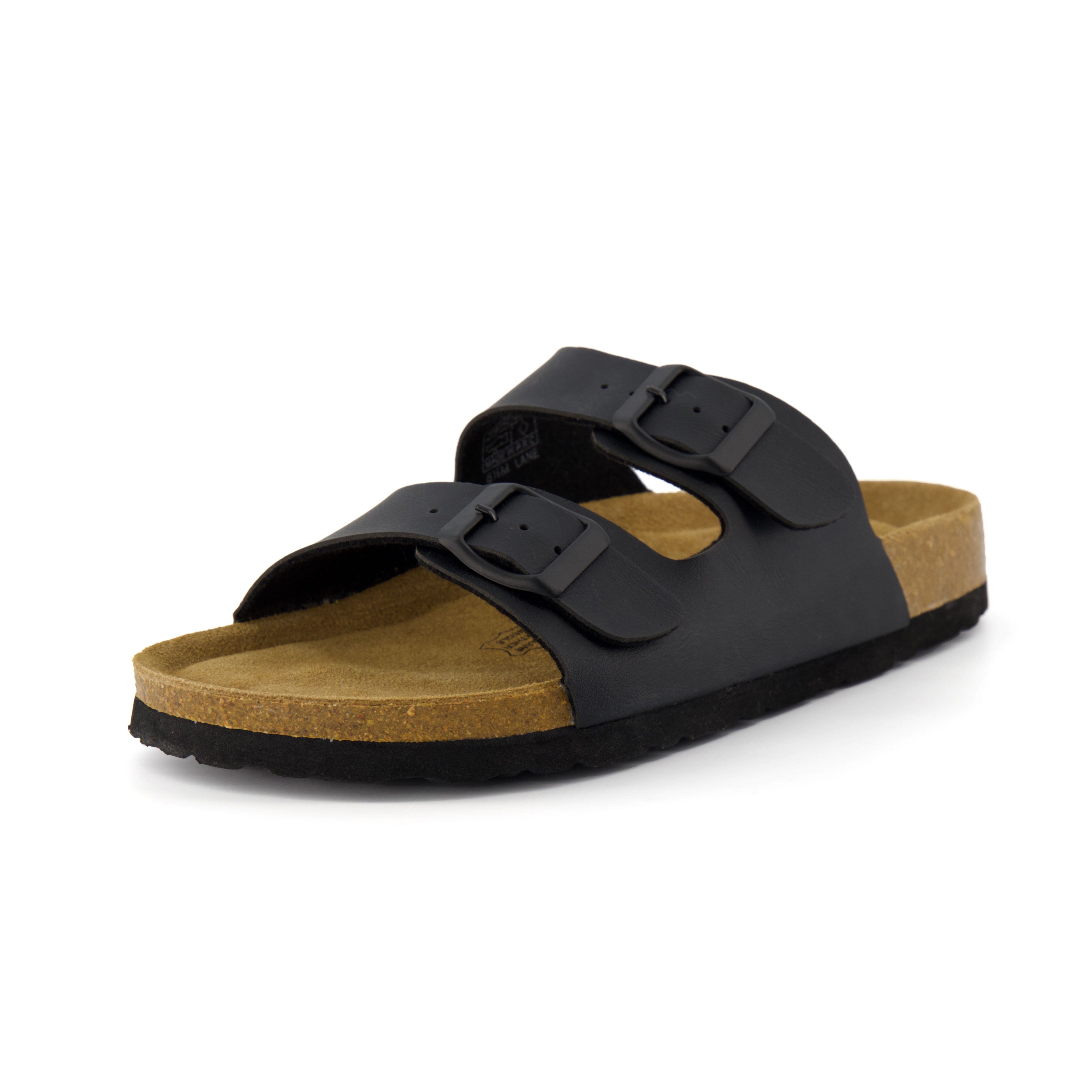 Lane Cork Footbed Sandal Black Nappa