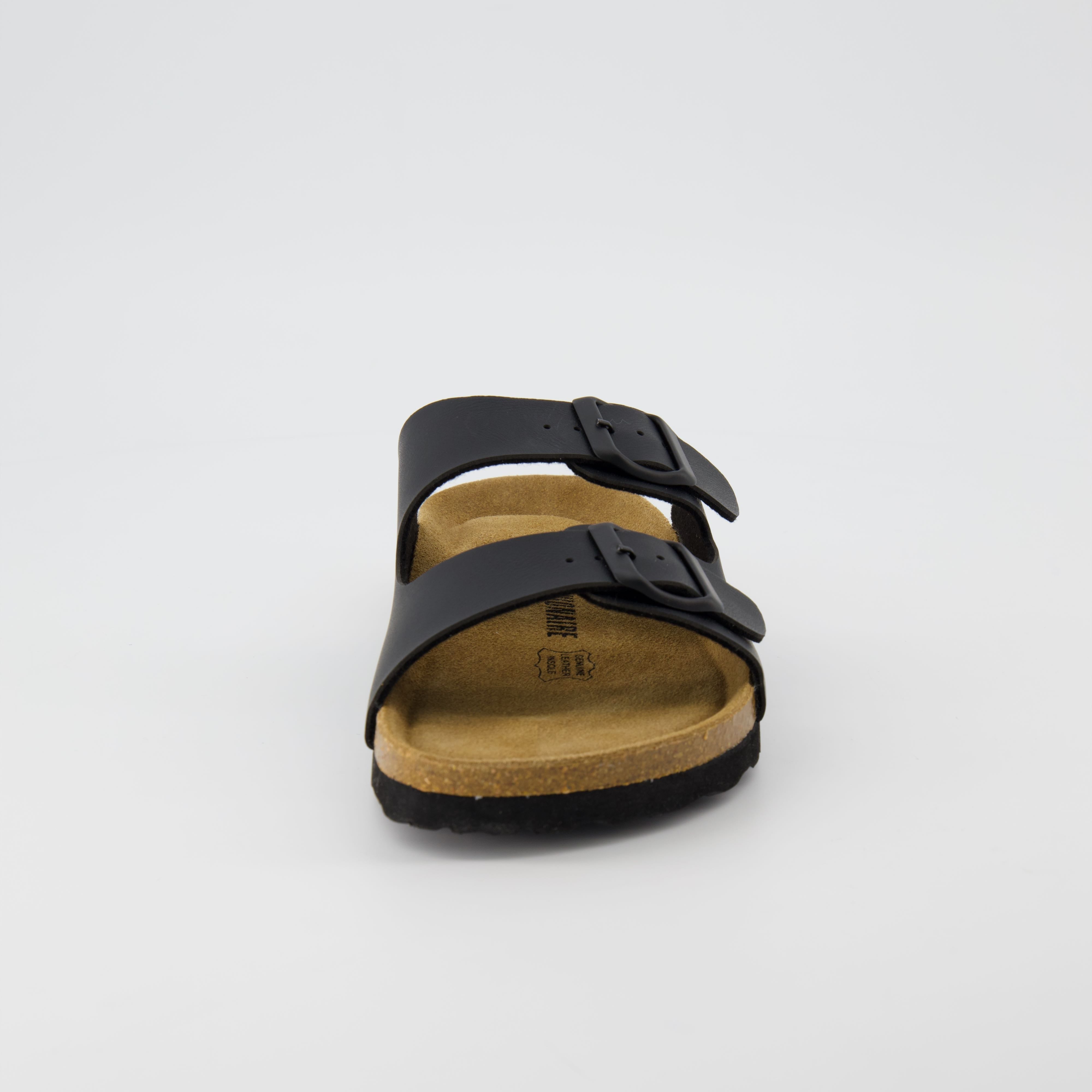 Lane Cork Footbed Sandal Black Nappa