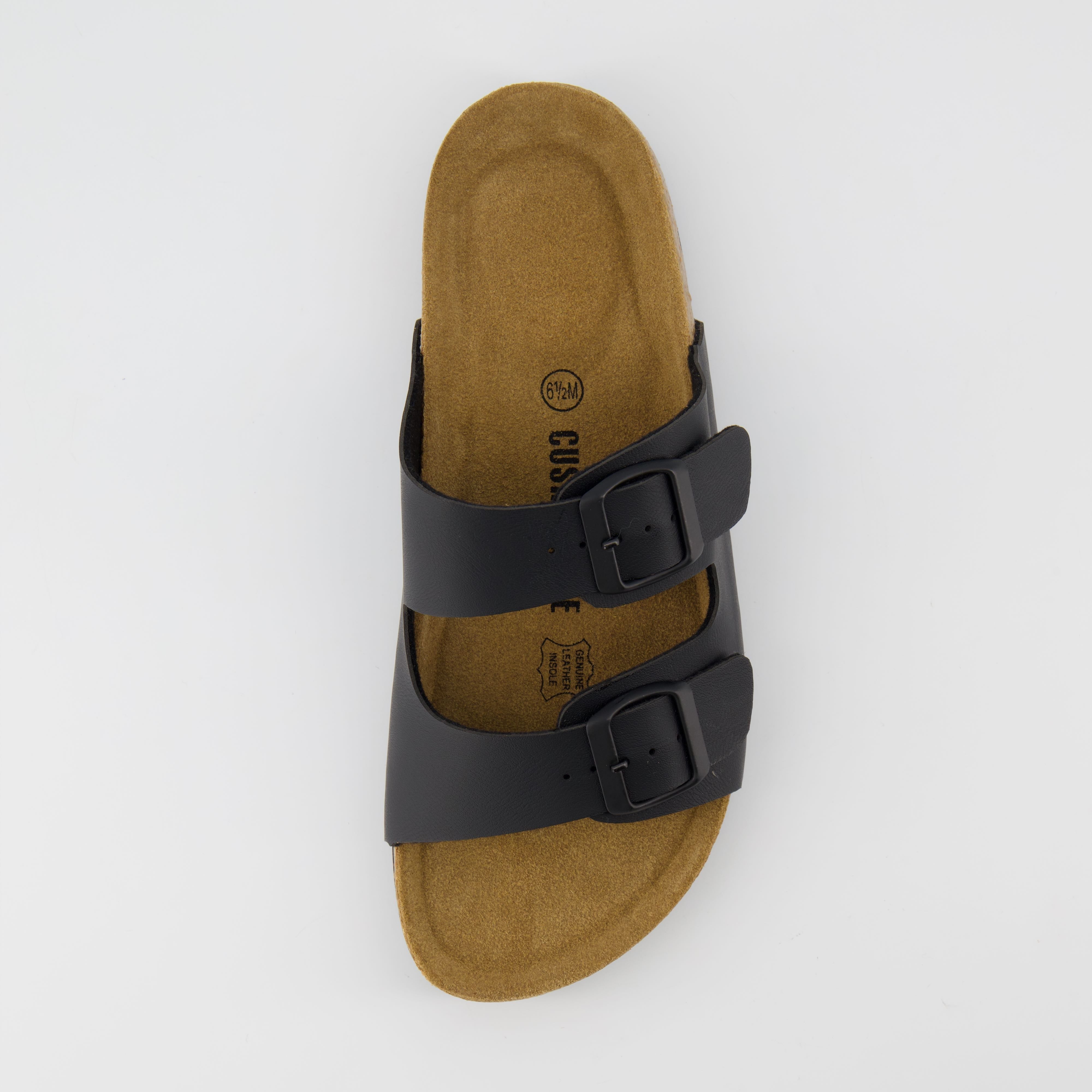 Lane Cork Footbed Sandal Black Nappa