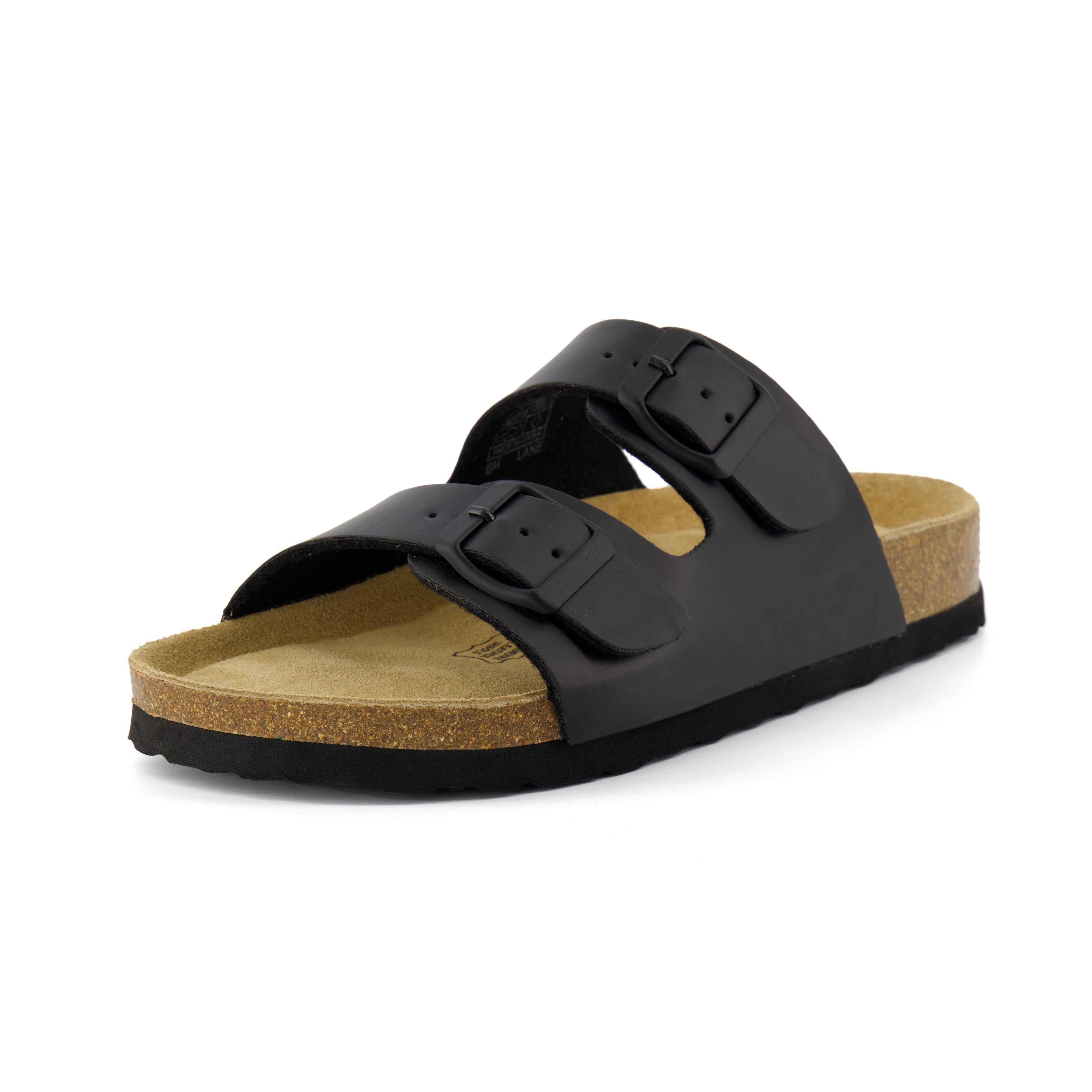 Lane Cork Footbed Sandal Black Oily