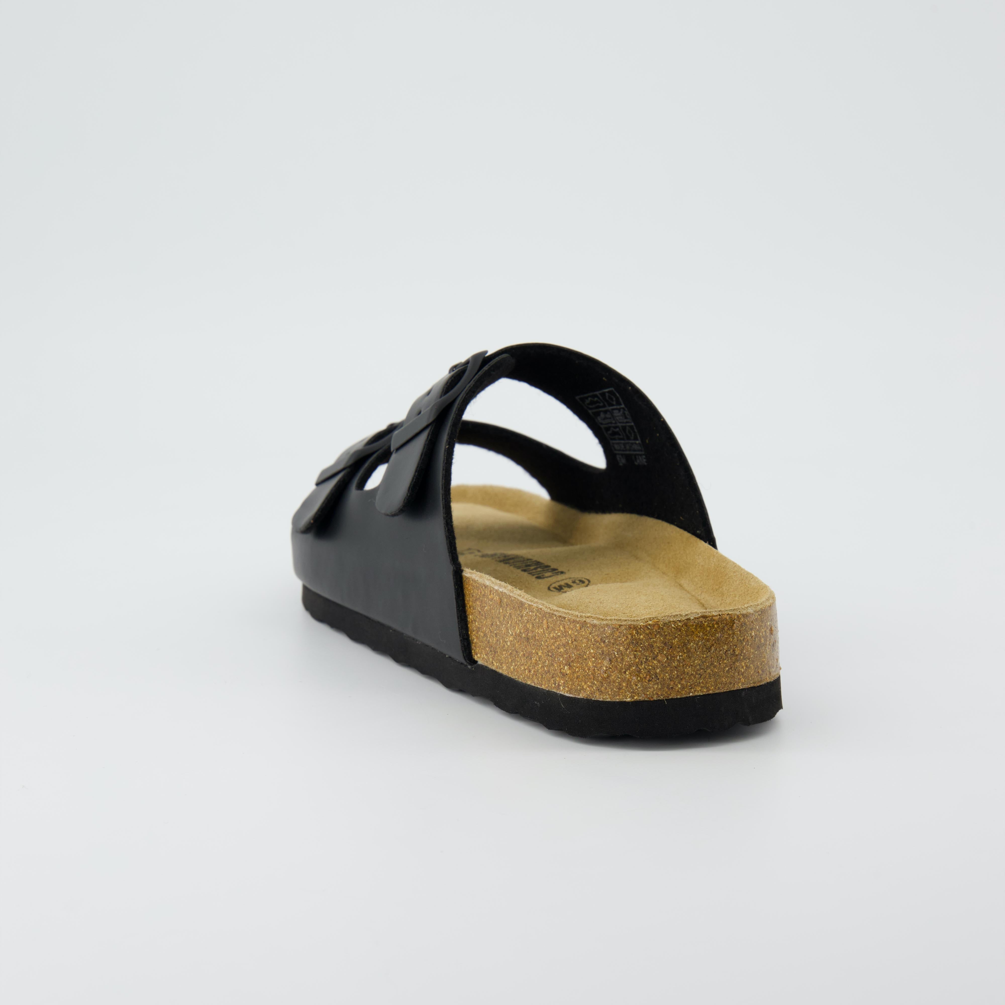 Lane Cork Footbed Sandal Black Oily