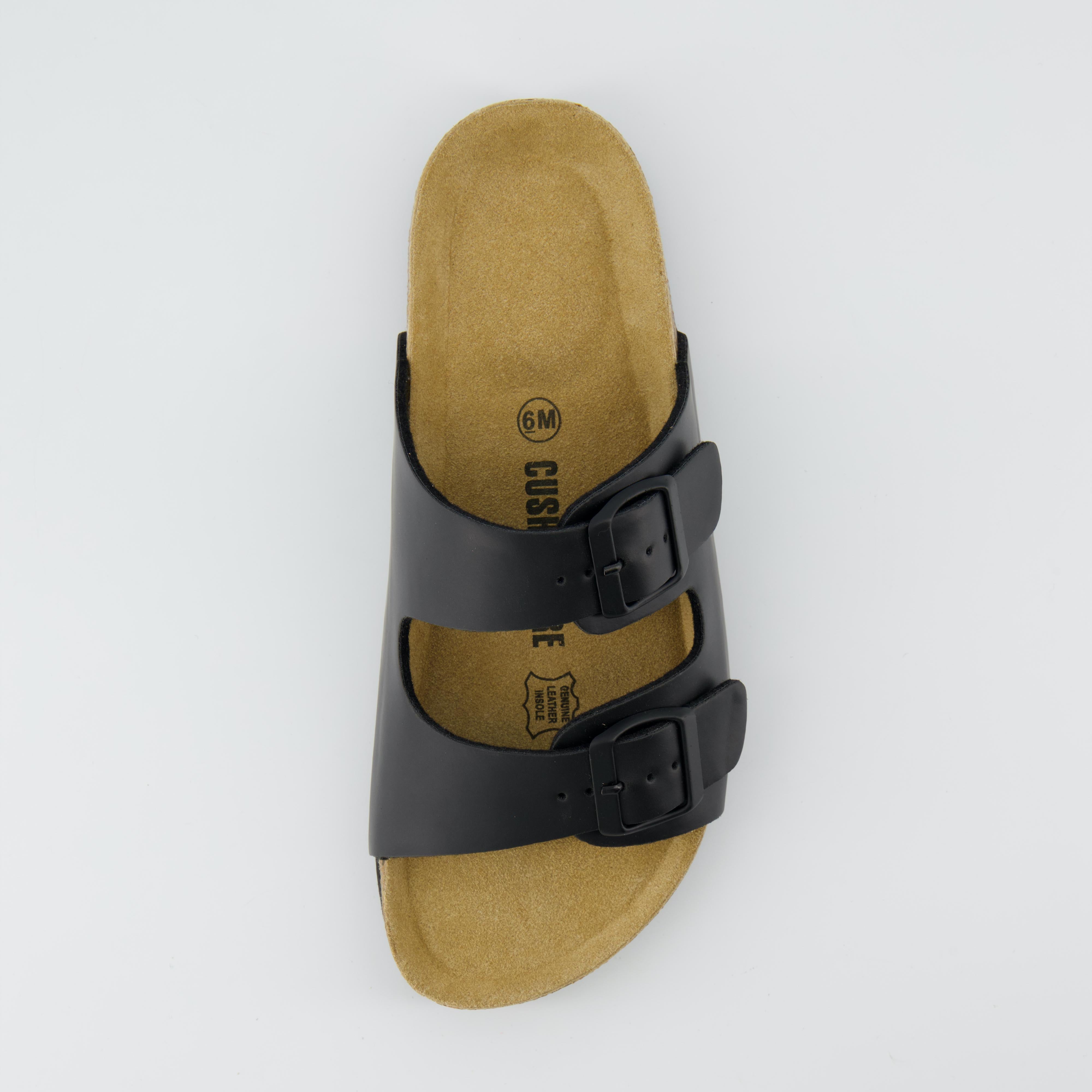 Lane Cork Footbed Sandal Black Oily