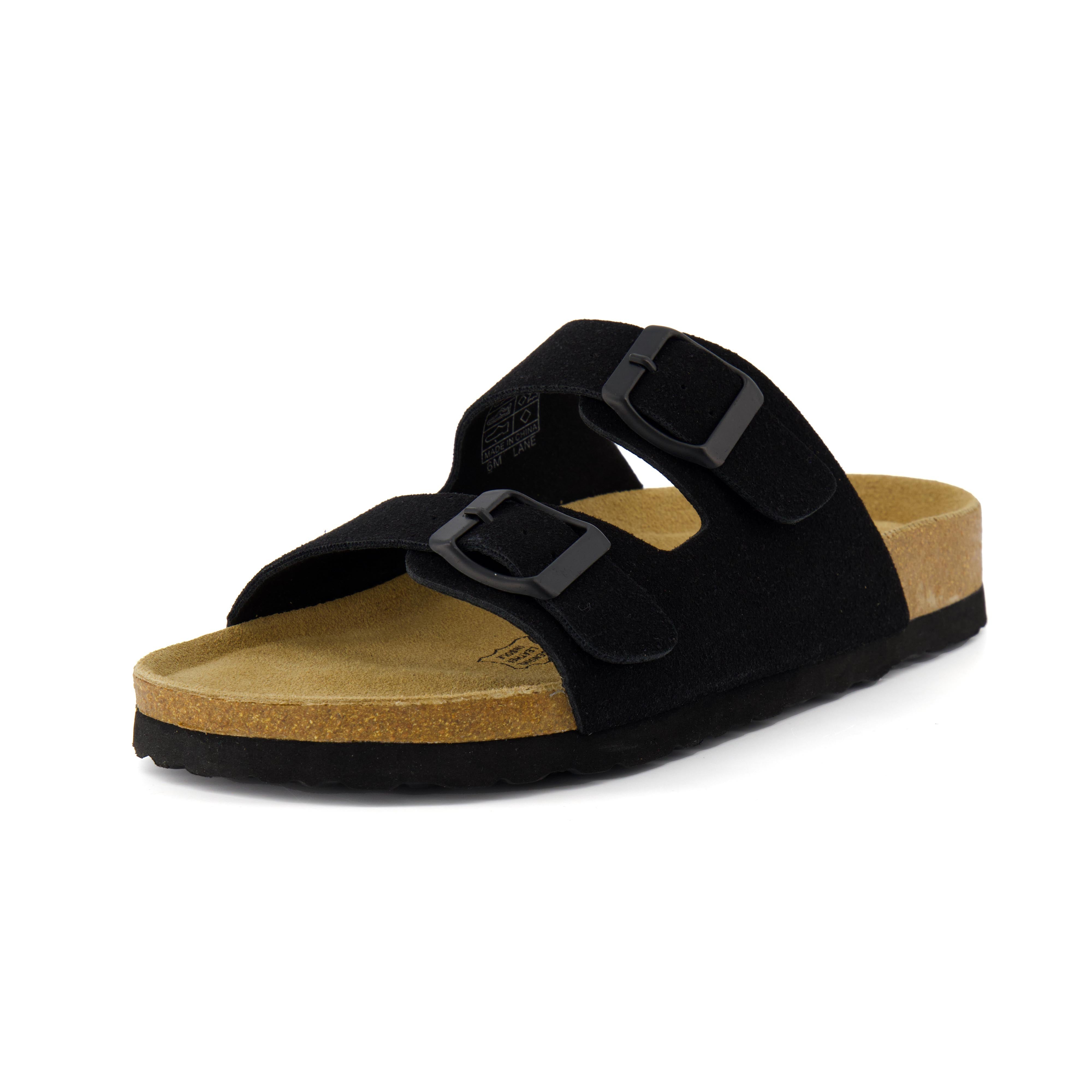 Lane Cork Footbed Sandal Suedes Black Suede