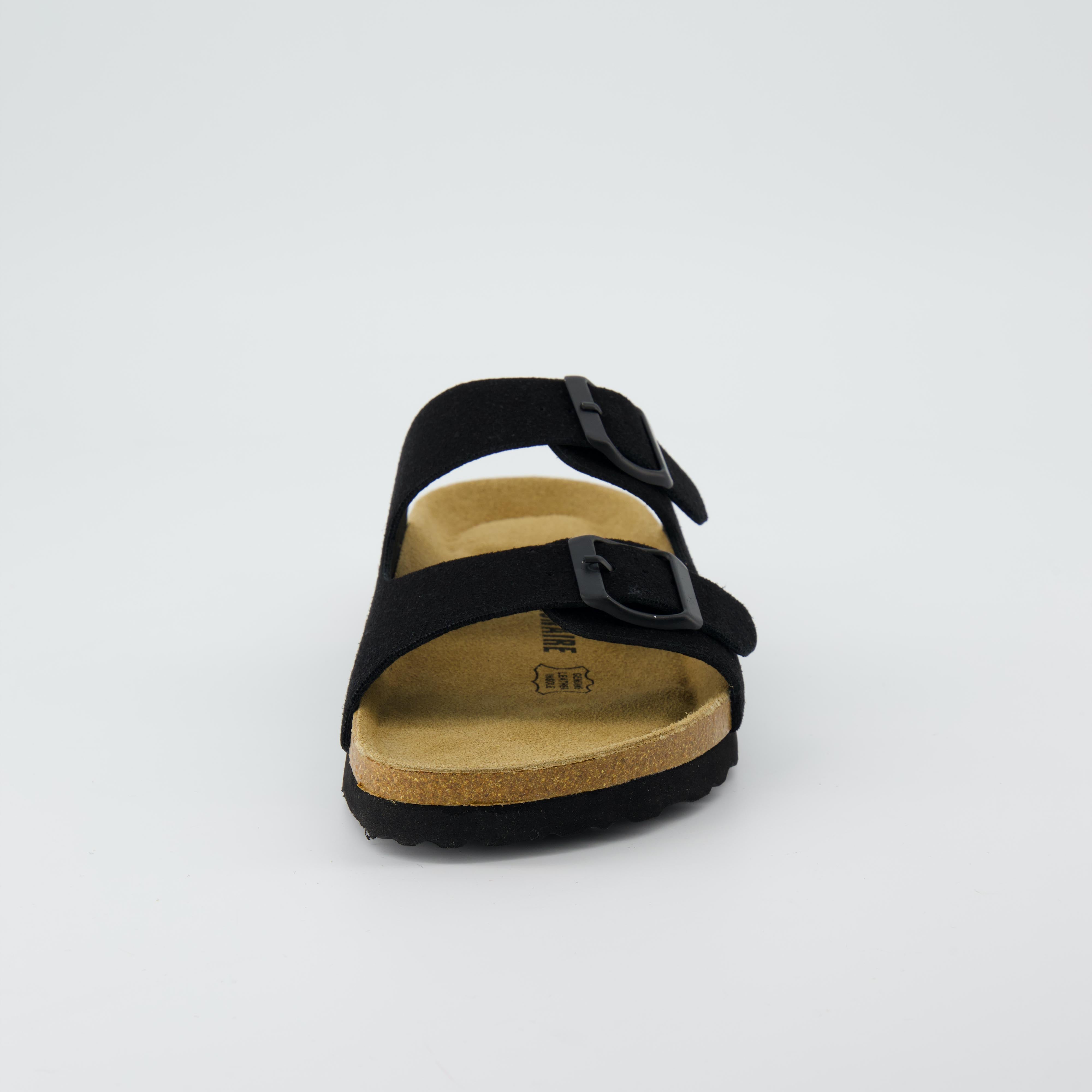Lane Cork Footbed Sandal Suedes Black Suede