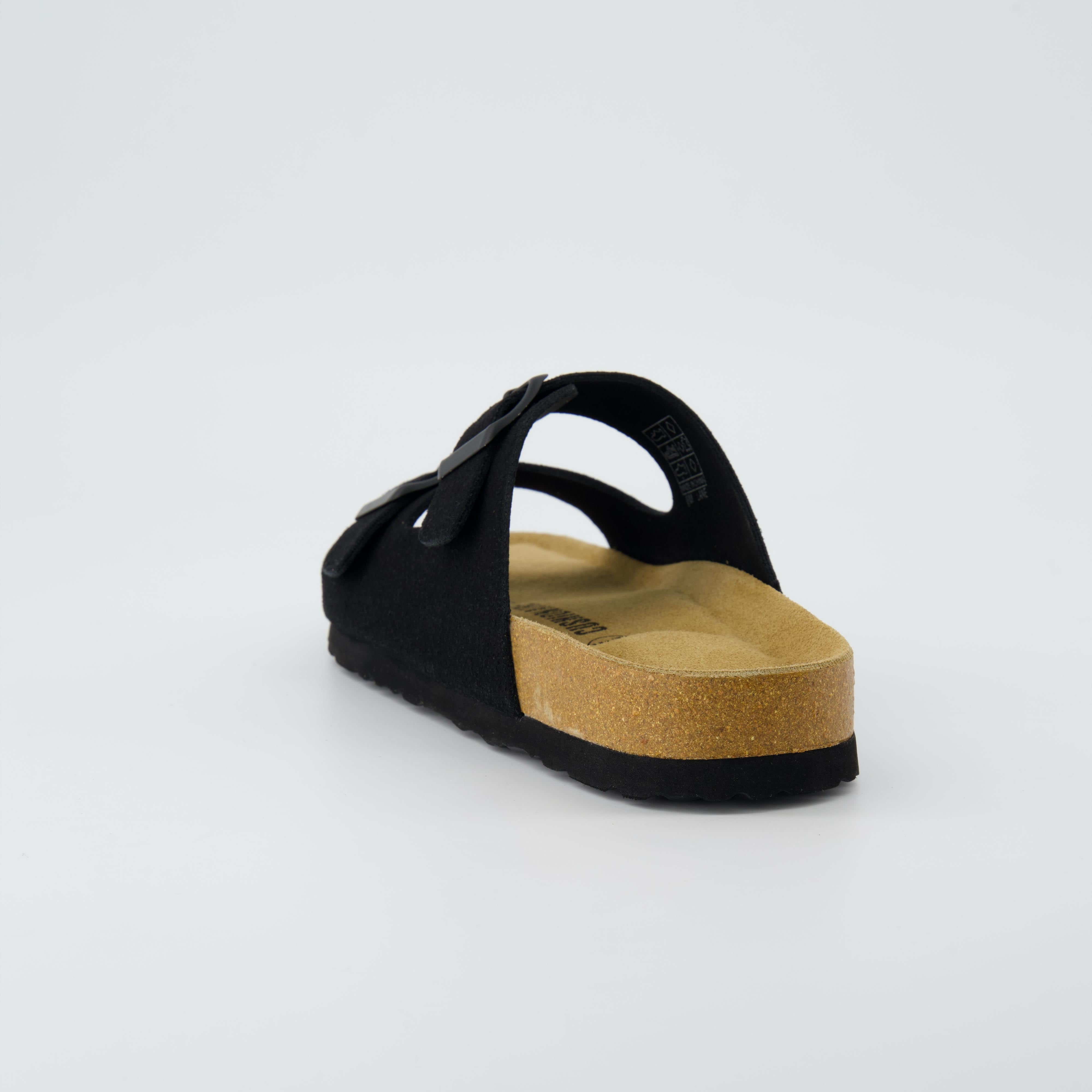 Lane Cork Footbed Sandal Suedes Black Suede