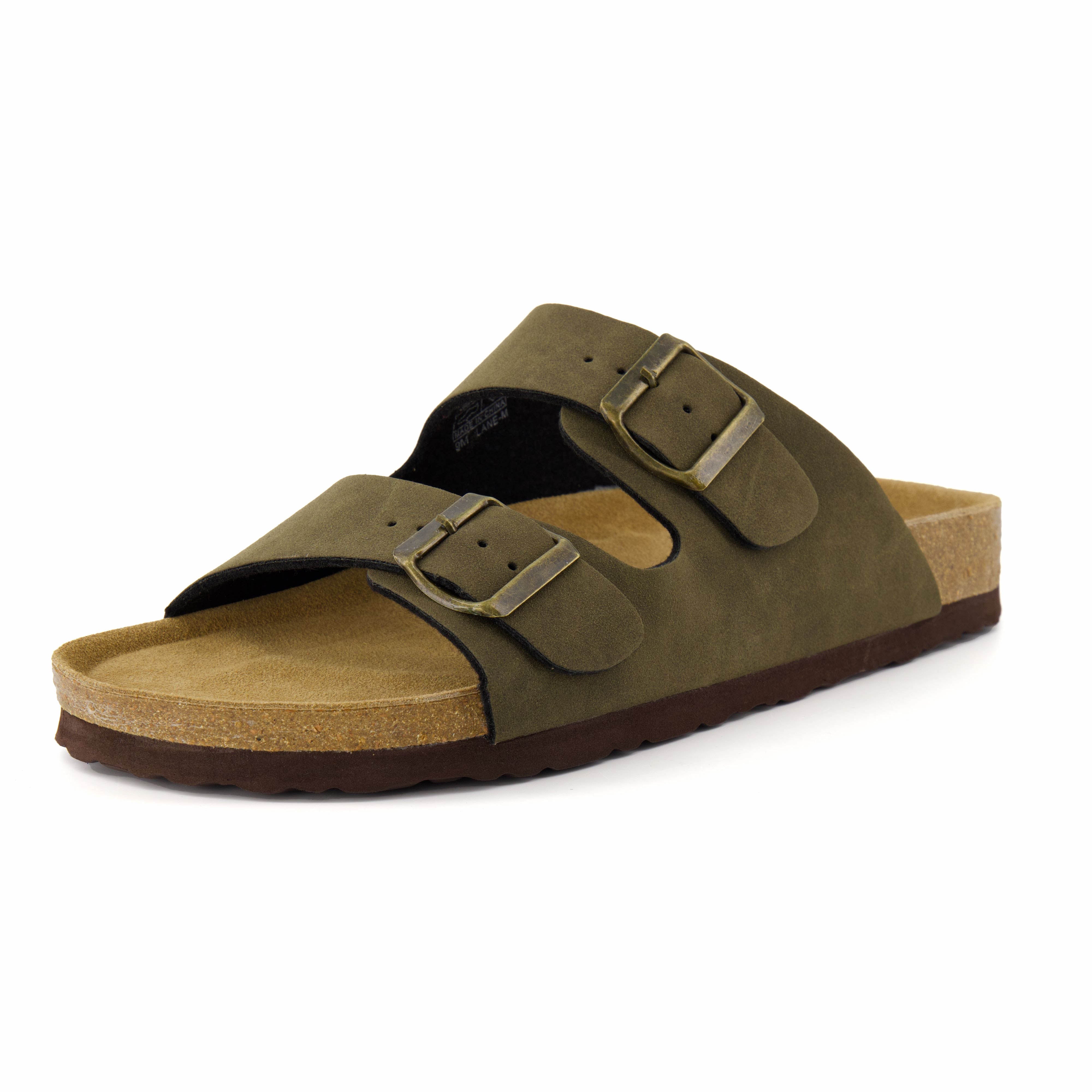 Lane Men's Cork Footbed Sandal Olive Nubuck