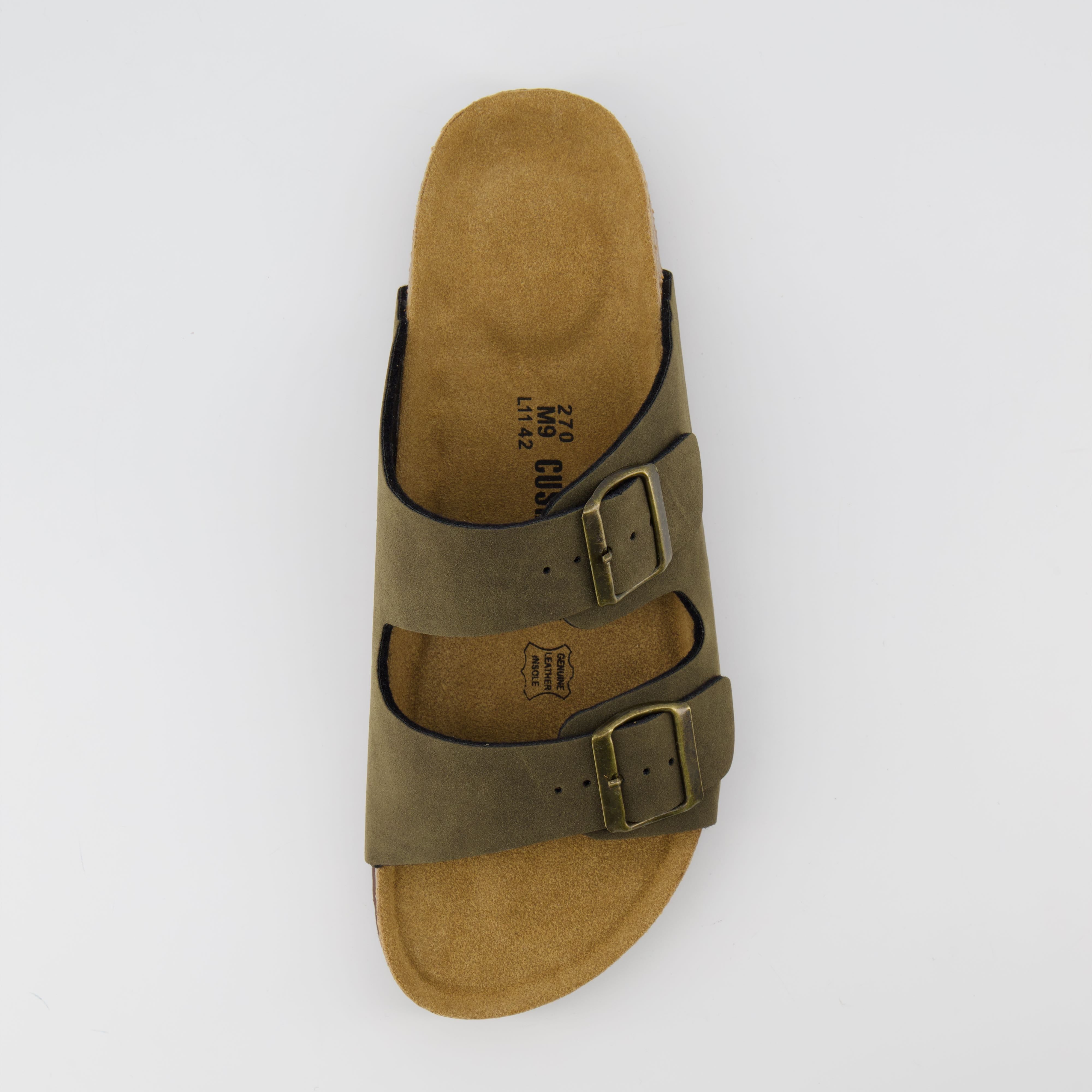 Lane Men's Cork Footbed Sandal Olive Nubuck
