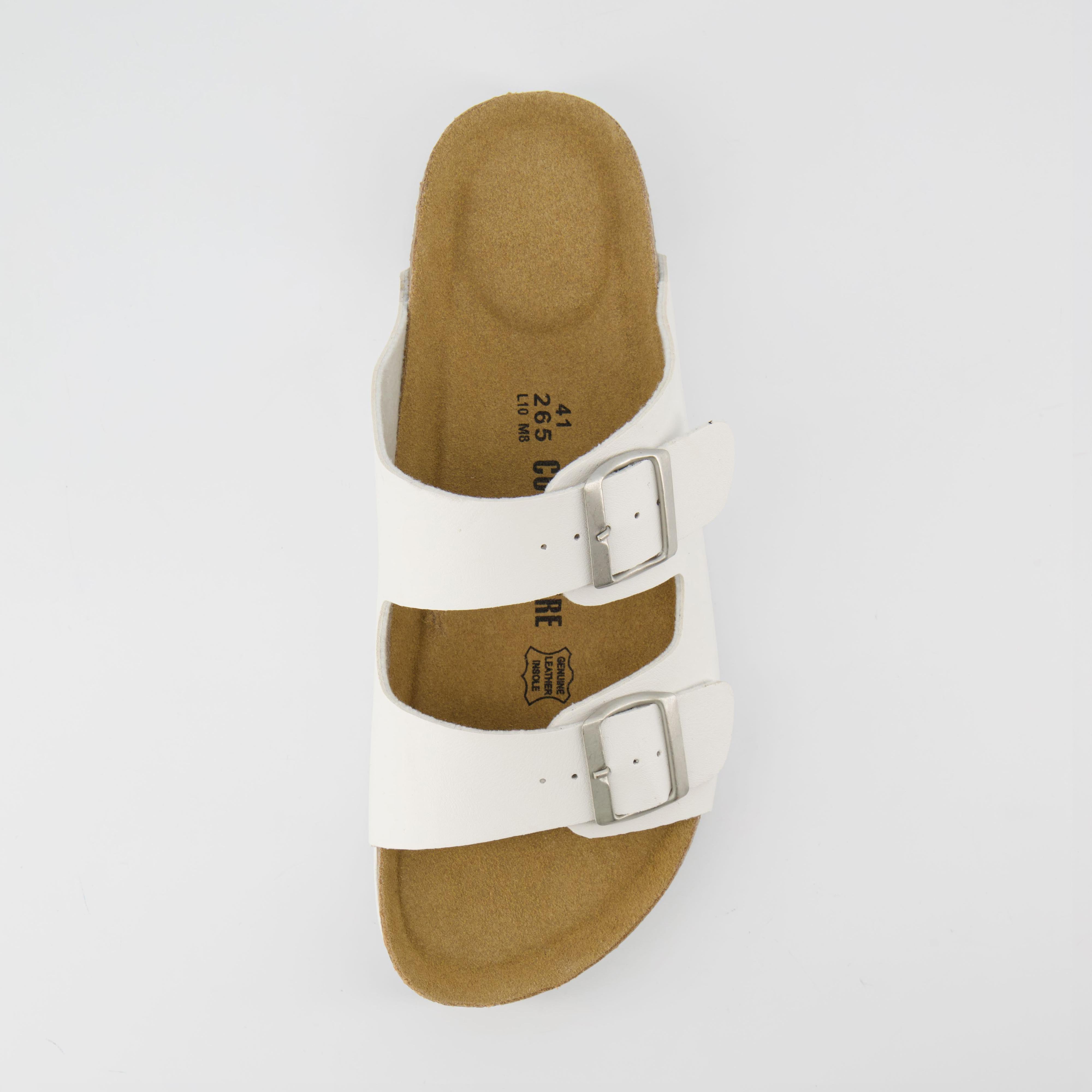 Lane Men's Cork Footbed Sandal White Nappa