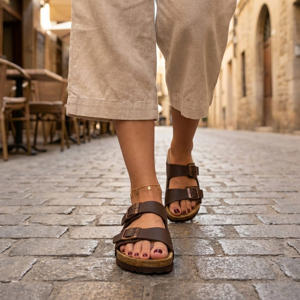 Lane Cork Footbed Sandal Brown Nappa