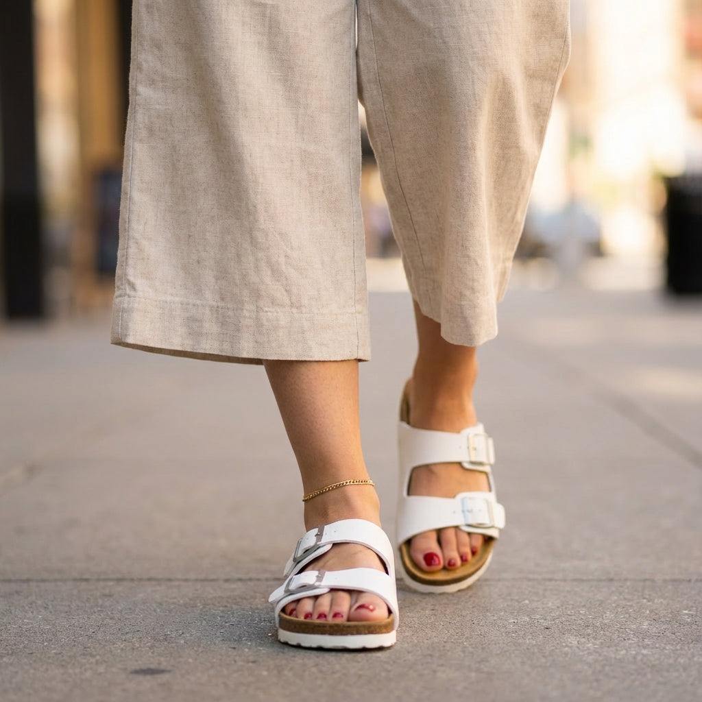 Lane Cork Footbed Sandal White