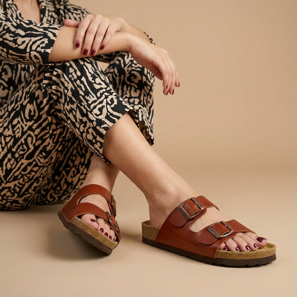 Lane Cork Footbed Sandal Whiskey