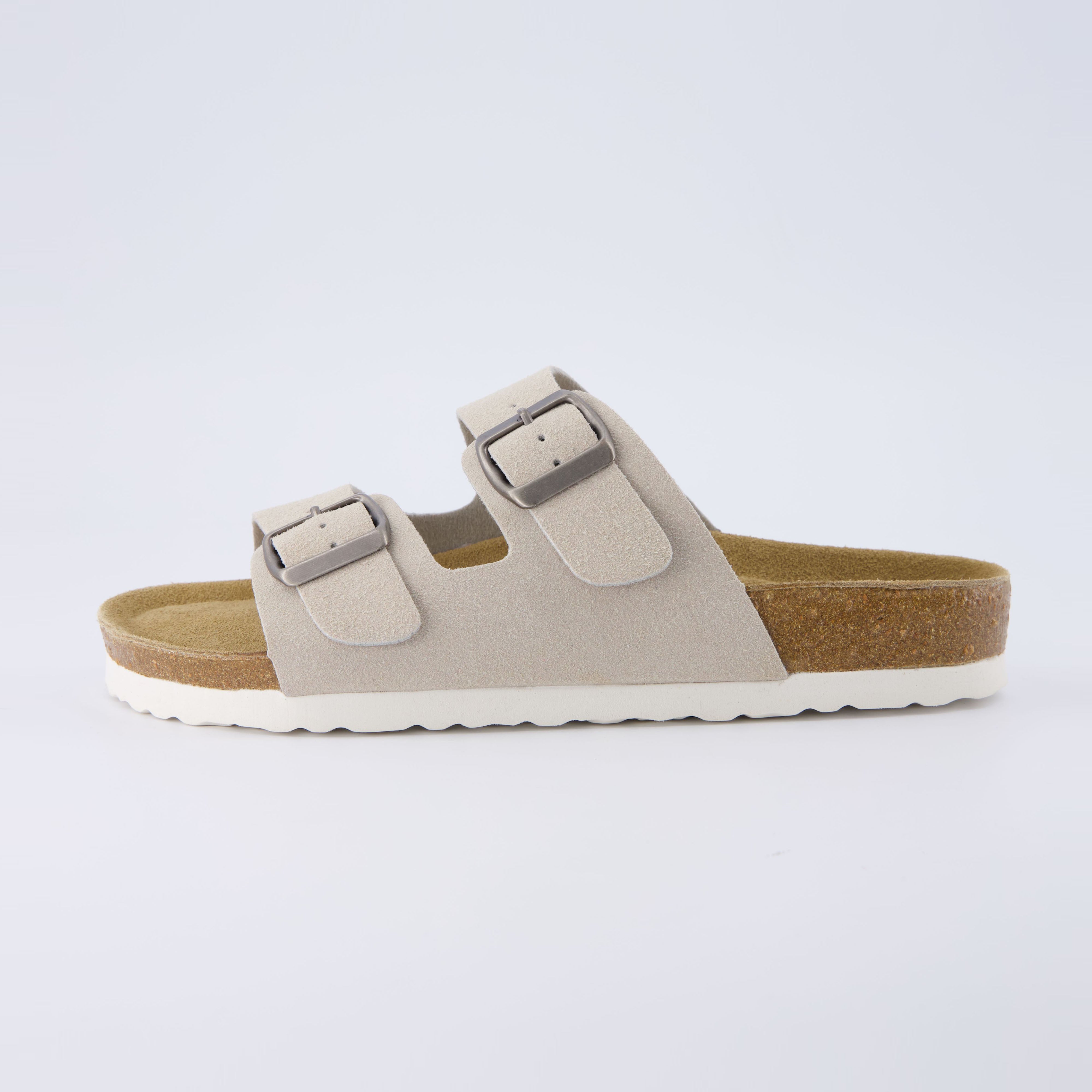 Lane Cork Footbed Sandal Suedes Stone Suede