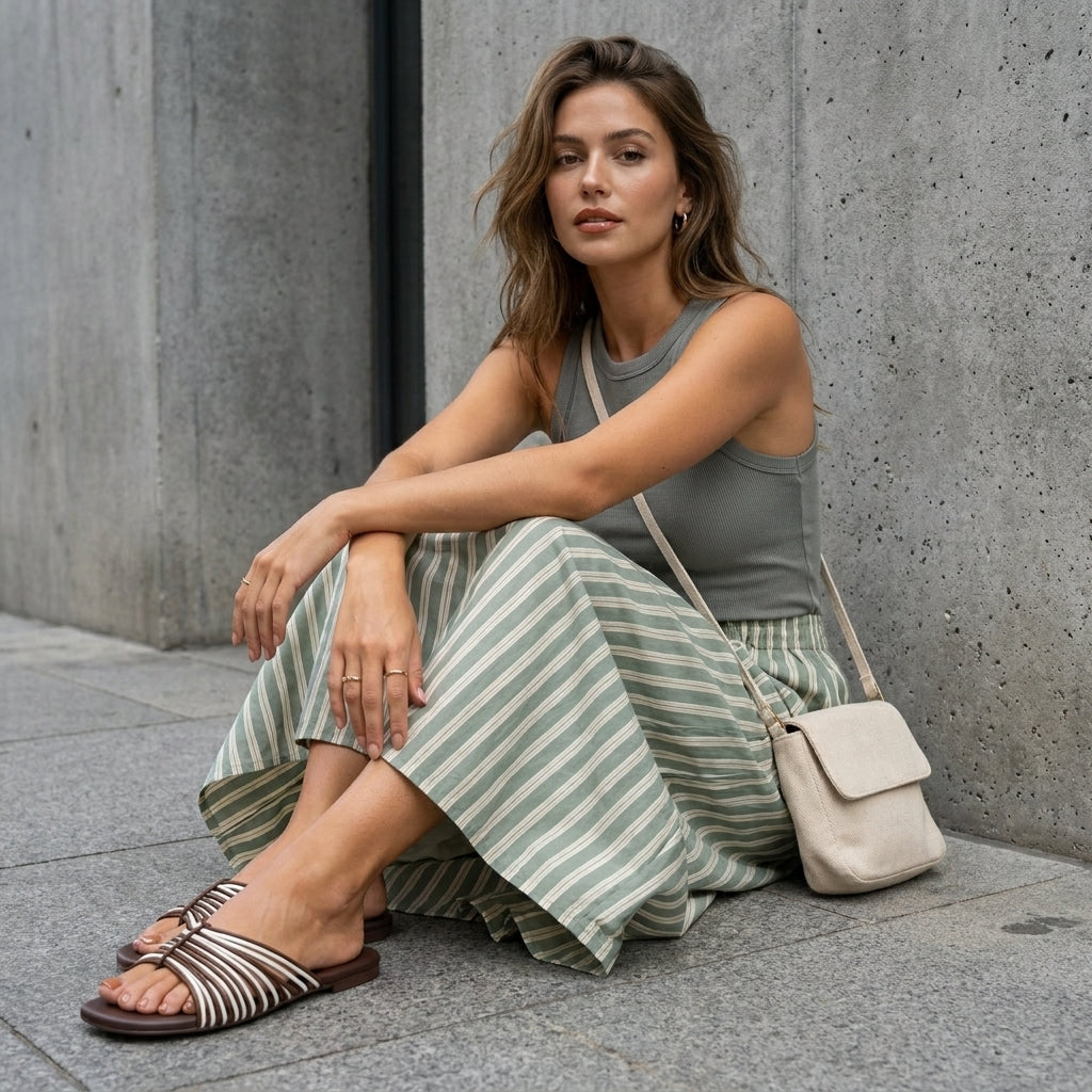 Lanky Strappy Sandals Brown Multi Medium