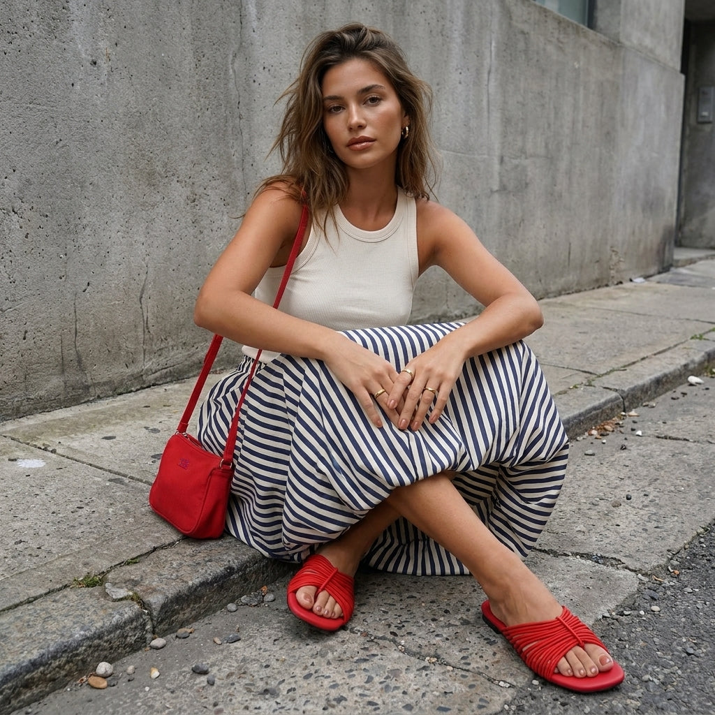 Lanky Strappy Sandals Red Medium