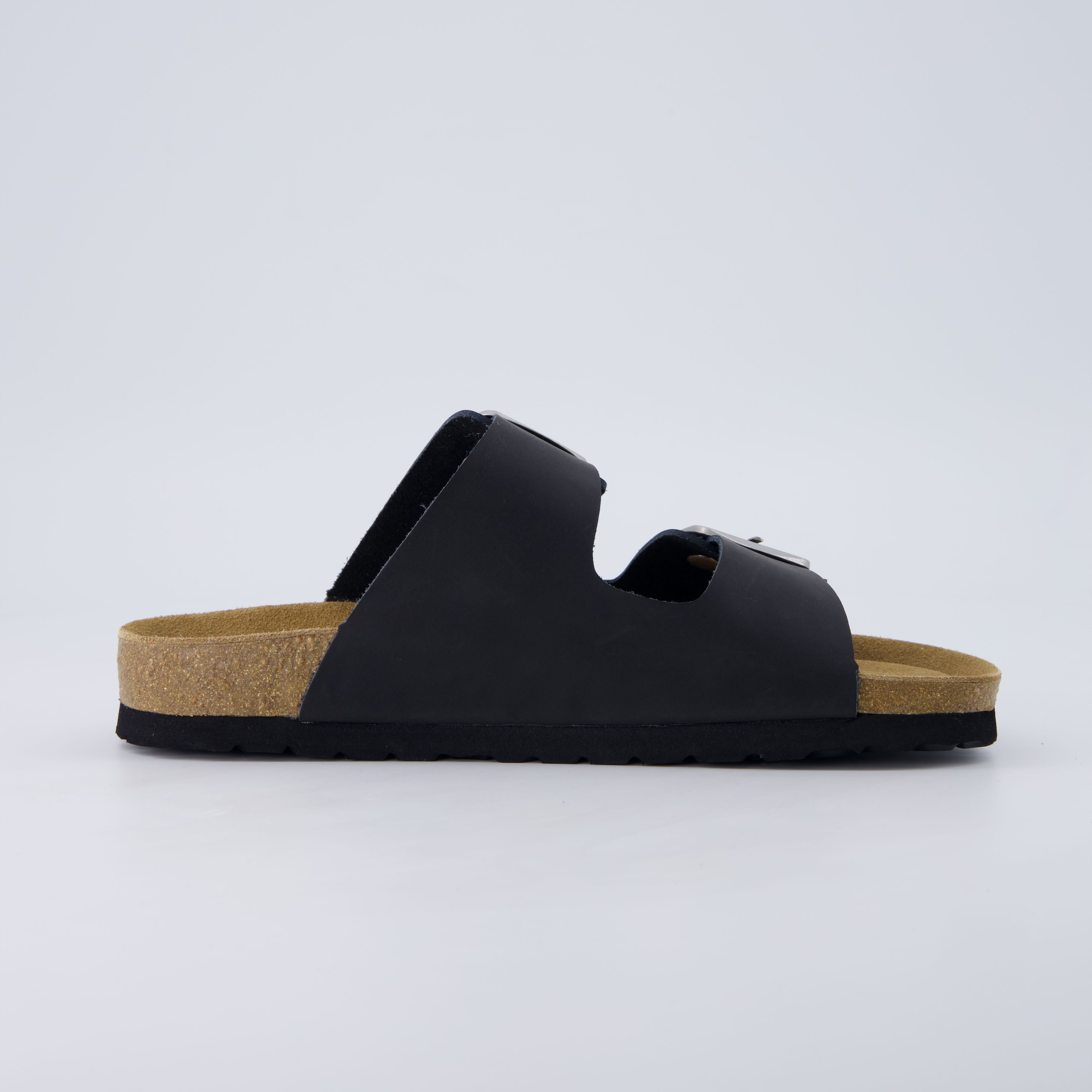 Laz Genuine Suede Slides Black