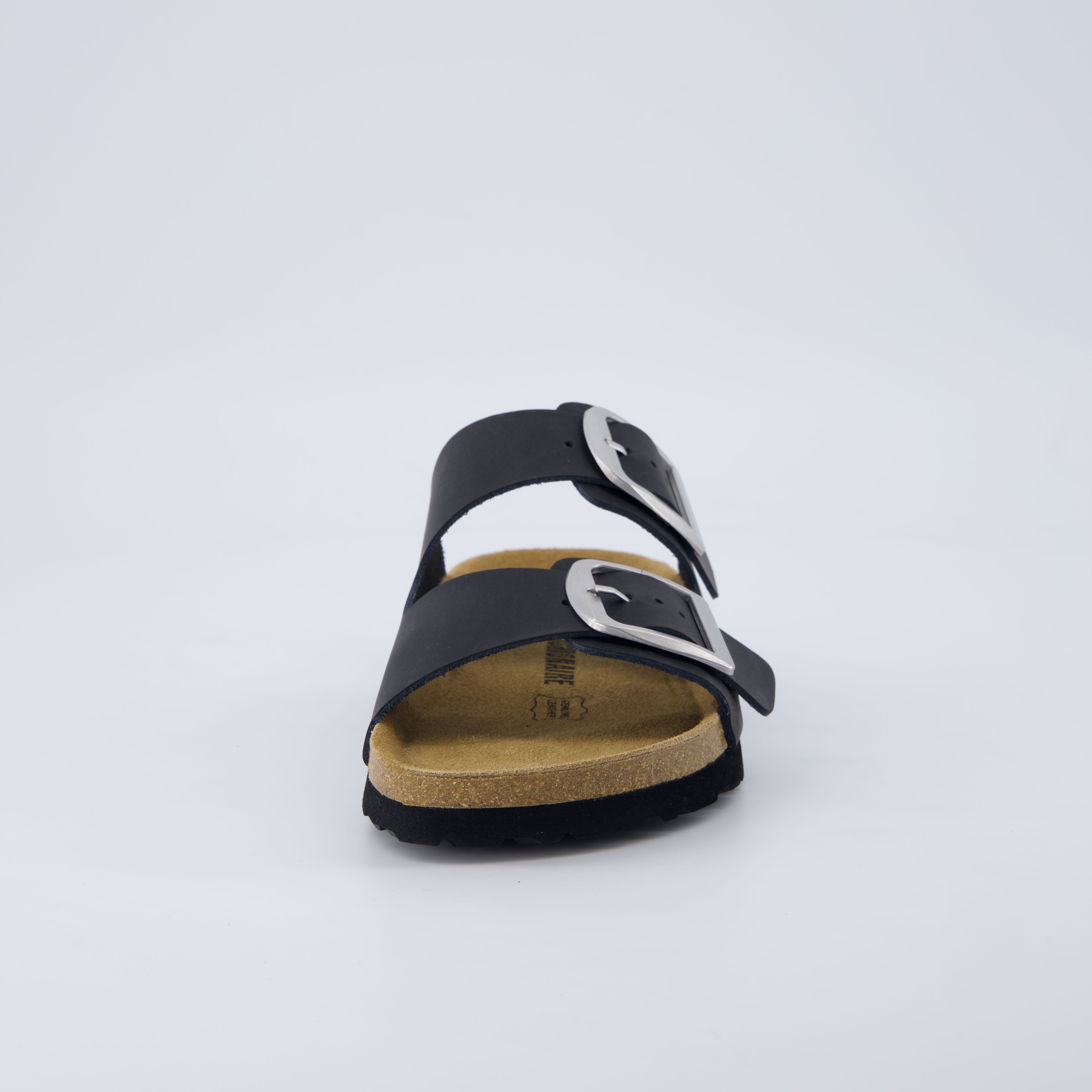 Laz Genuine Suede Slides Black