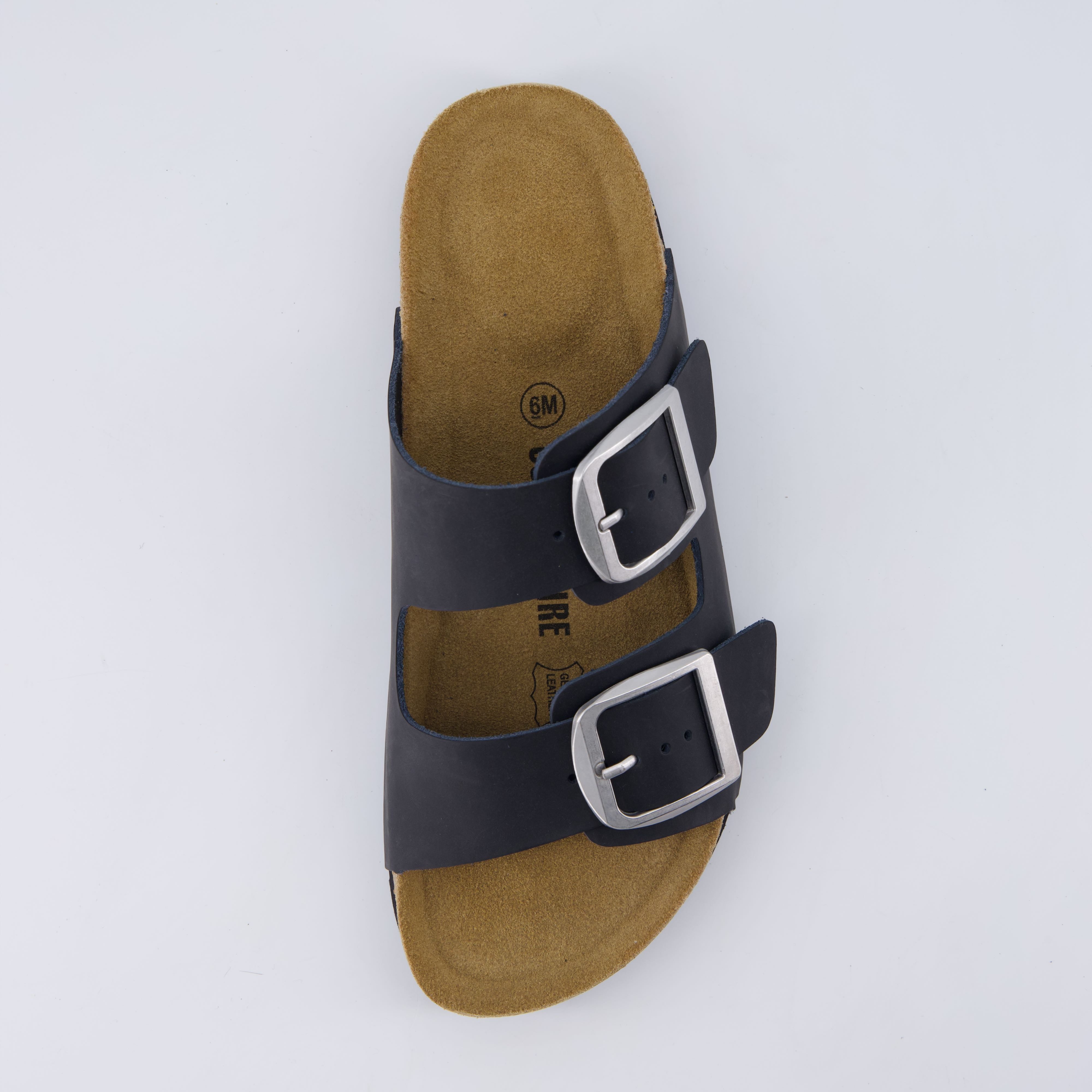 Laz Genuine Suede Slides Black