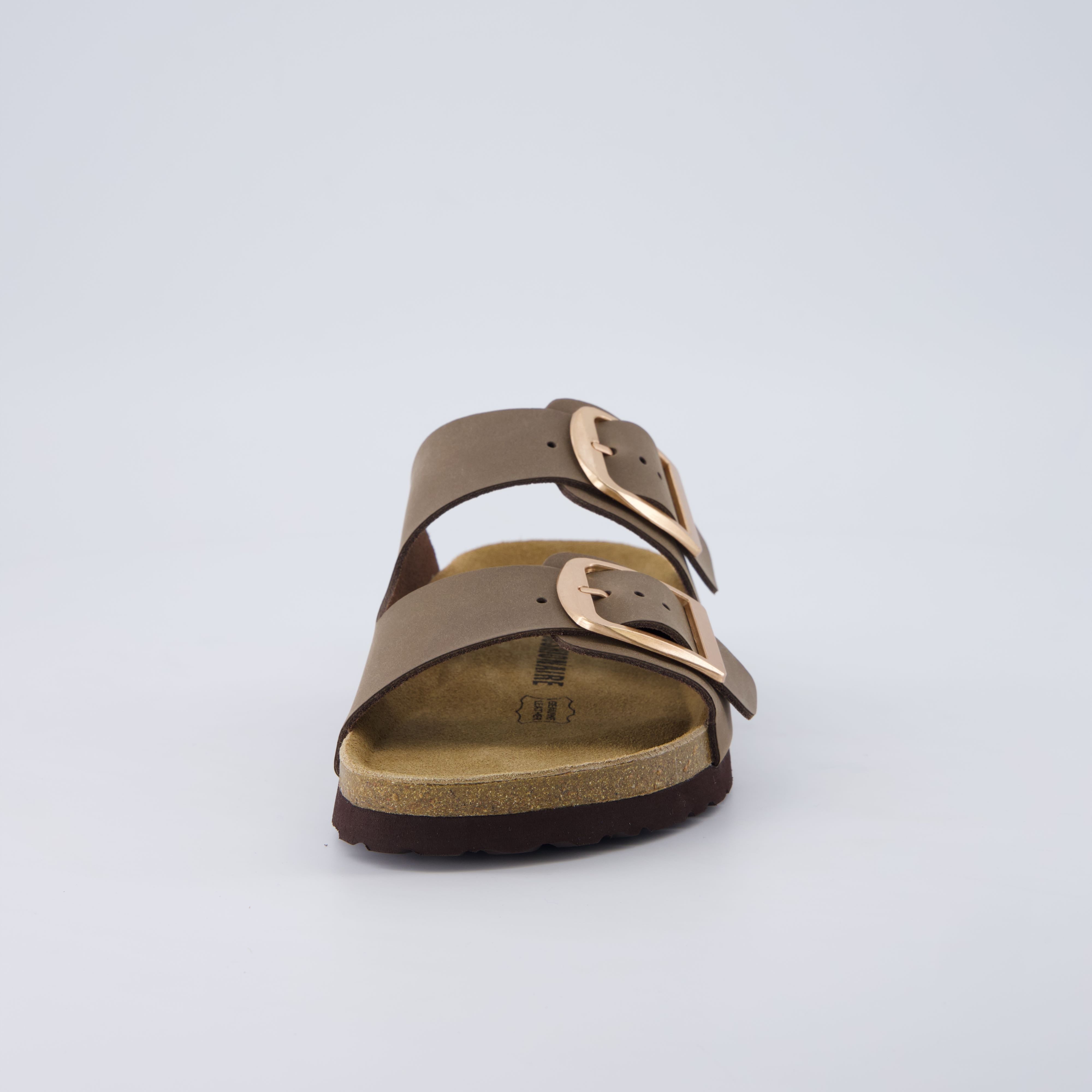 Laz Genuine Suede Slides Brown