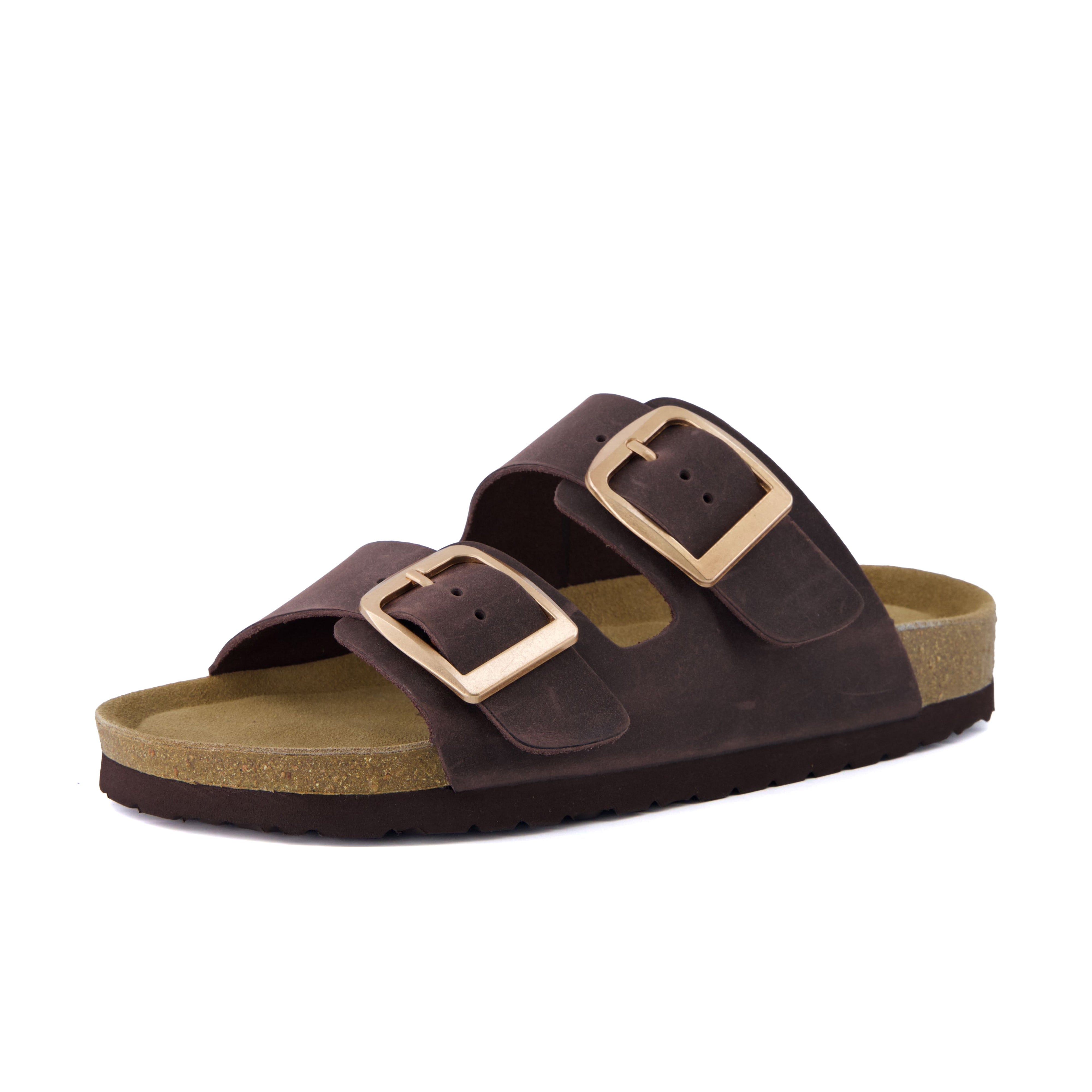 Laz Genuine Suede Slides Chocolate