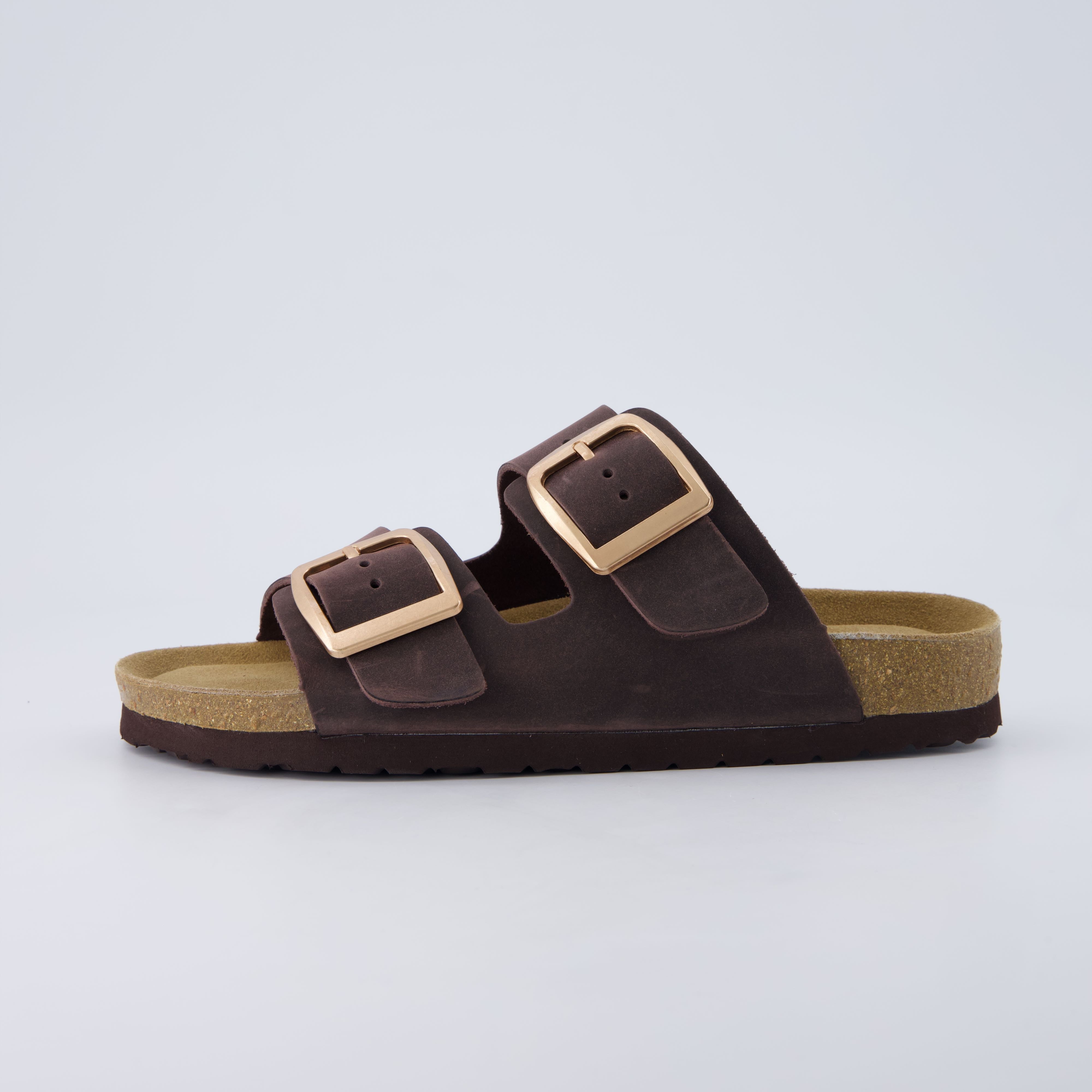 Laz Genuine Suede Slides Chocolate