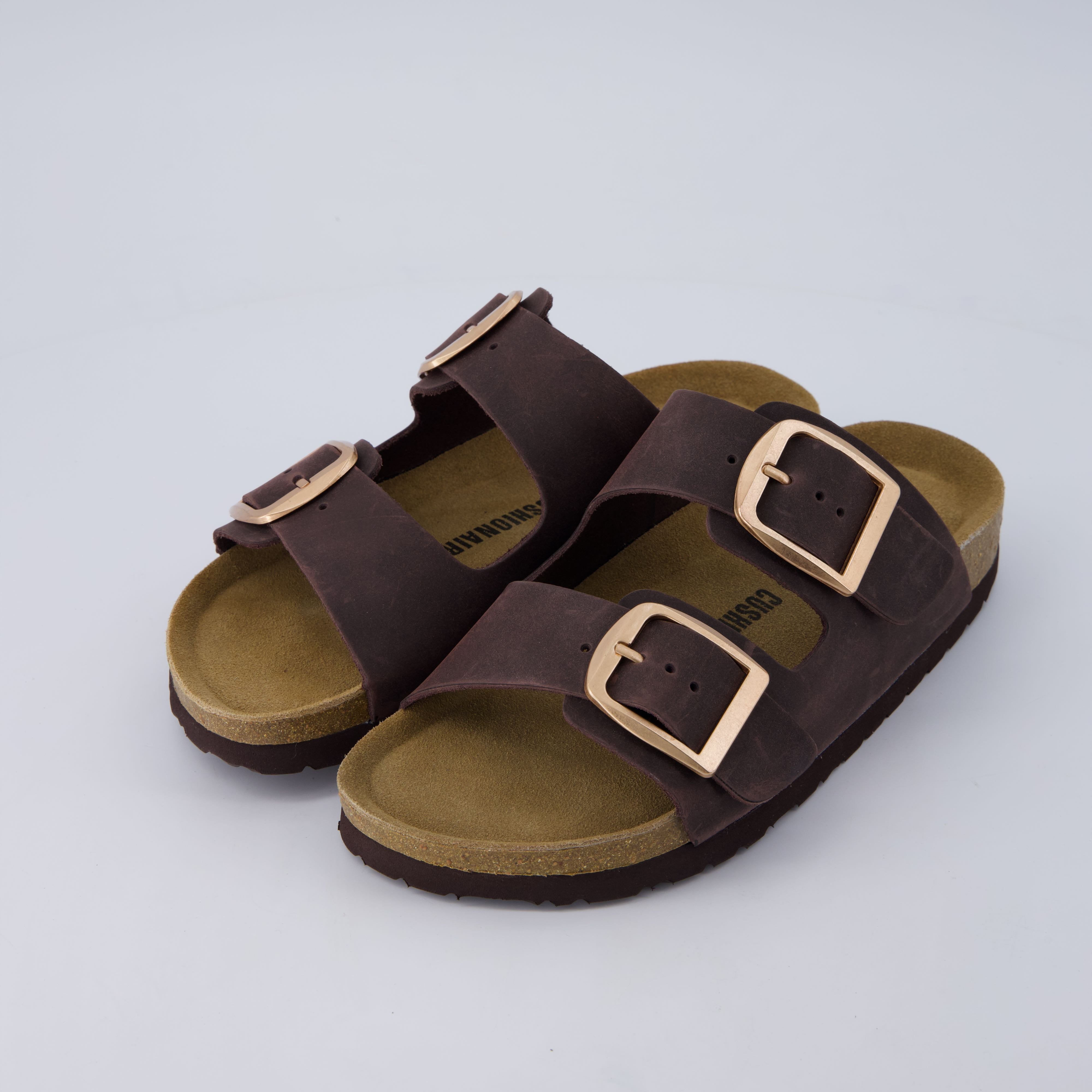 Laz Genuine Suede Slides Chocolate