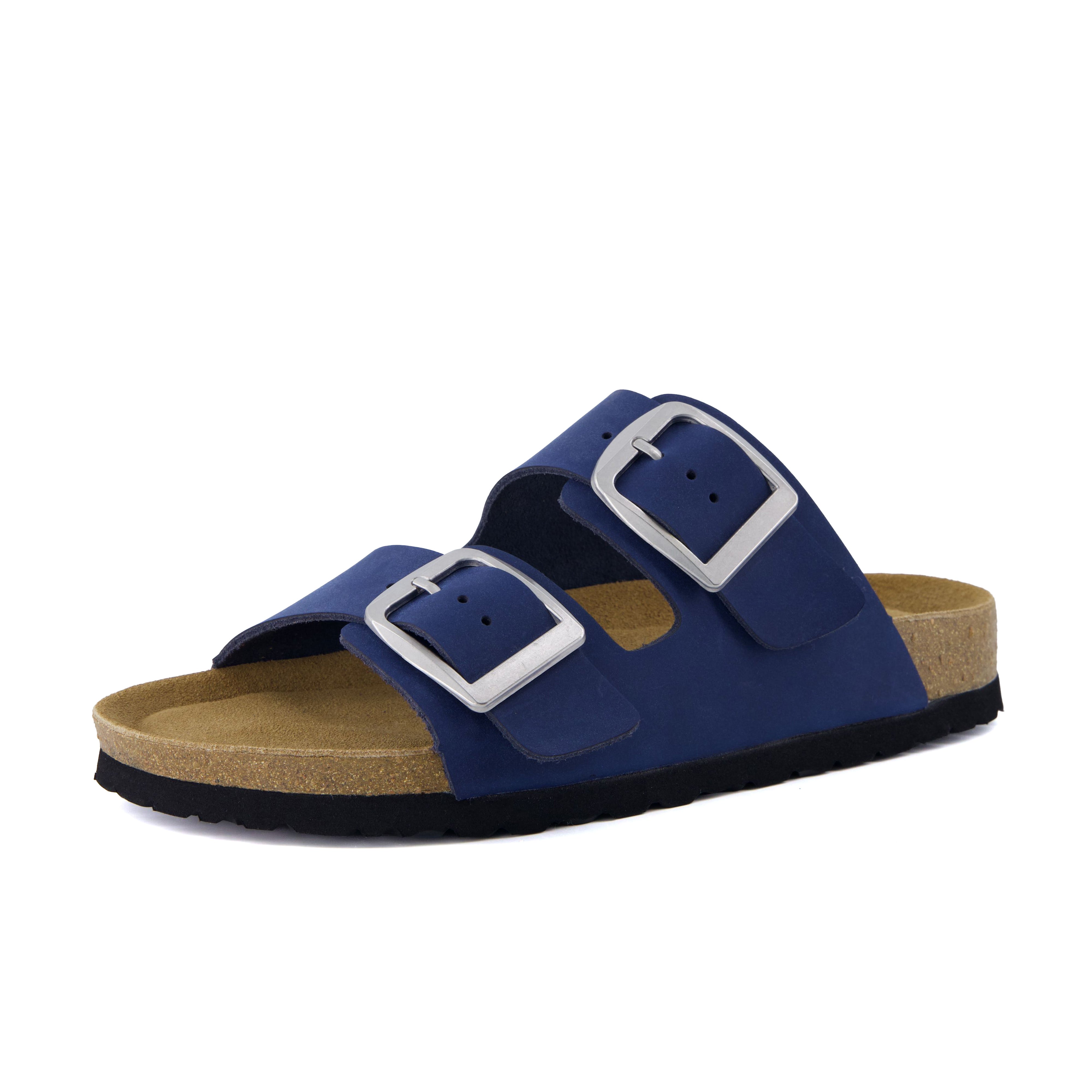 Laz Genuine Suede Slides Navy