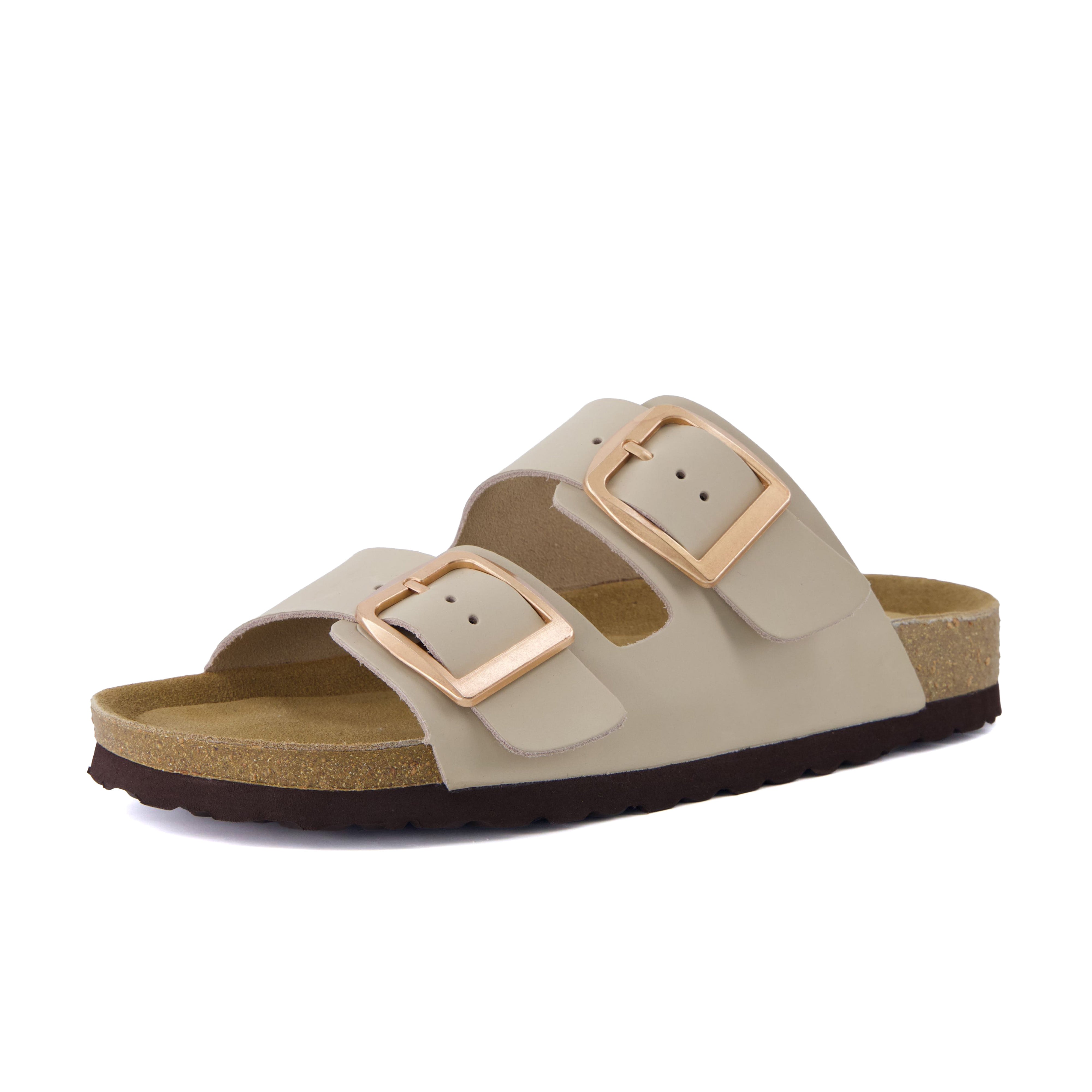Laz Genuine Suede Slides Stone