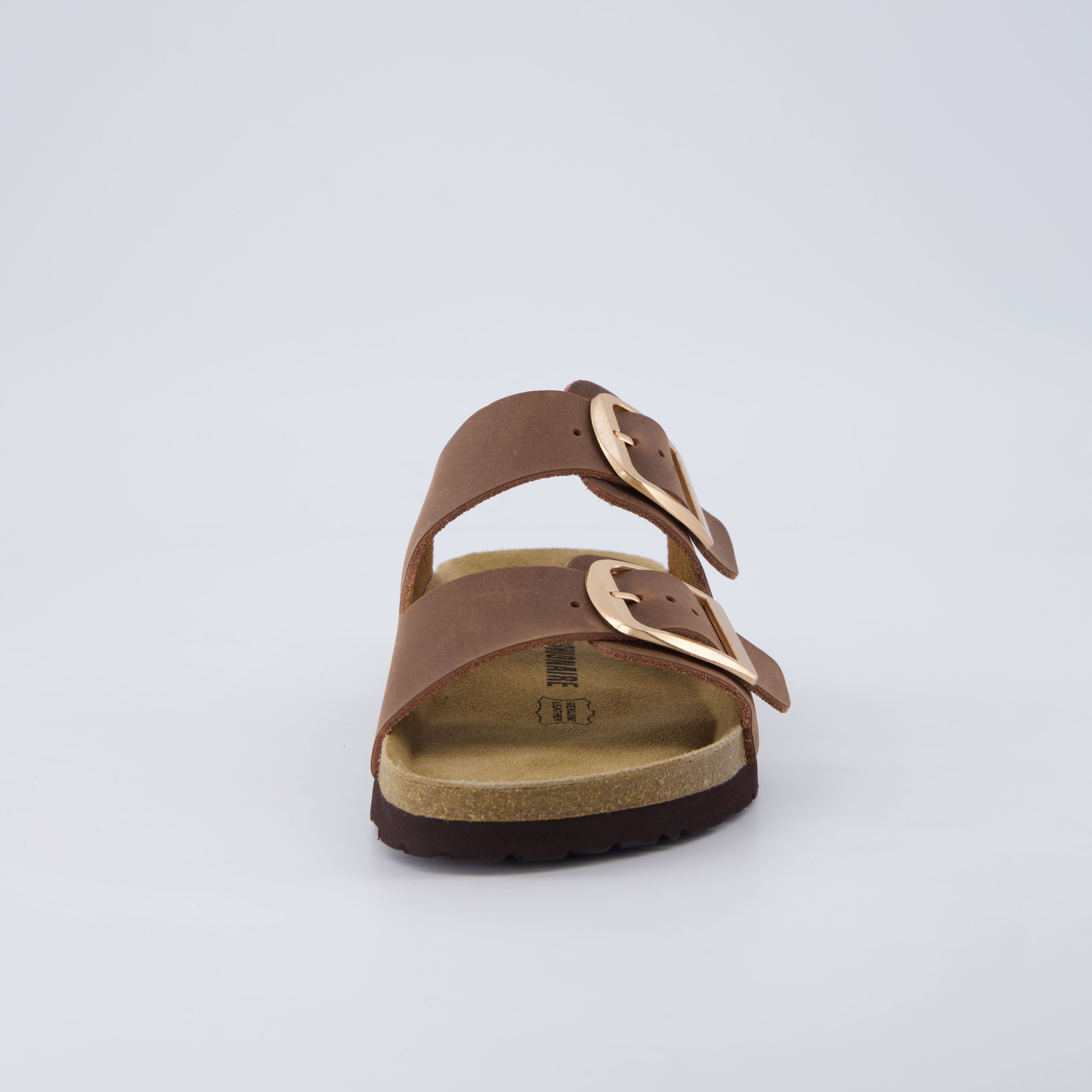 Laz Genuine Suede Slides Tobacco