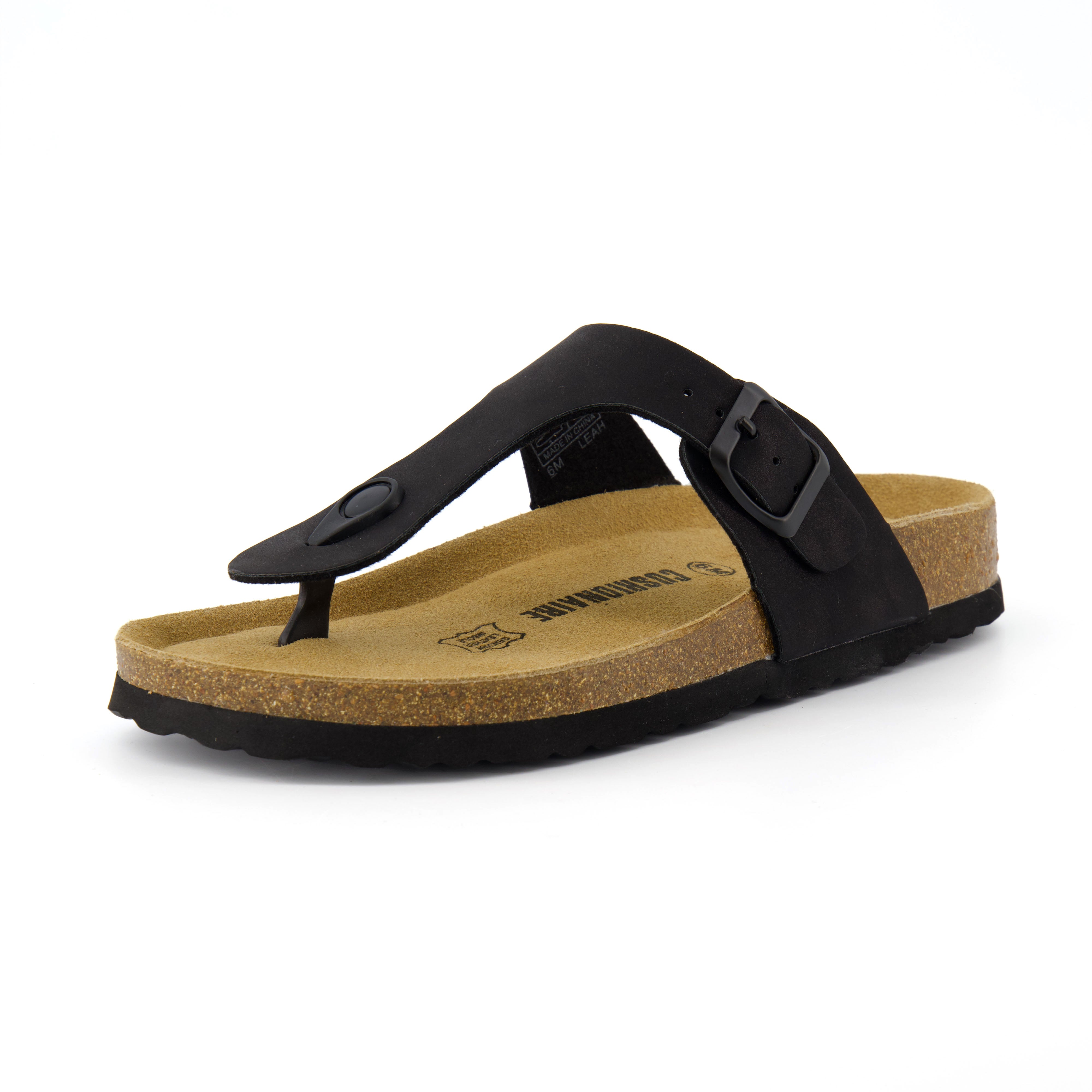 Leah Cork Footbed Thong Sandal Black