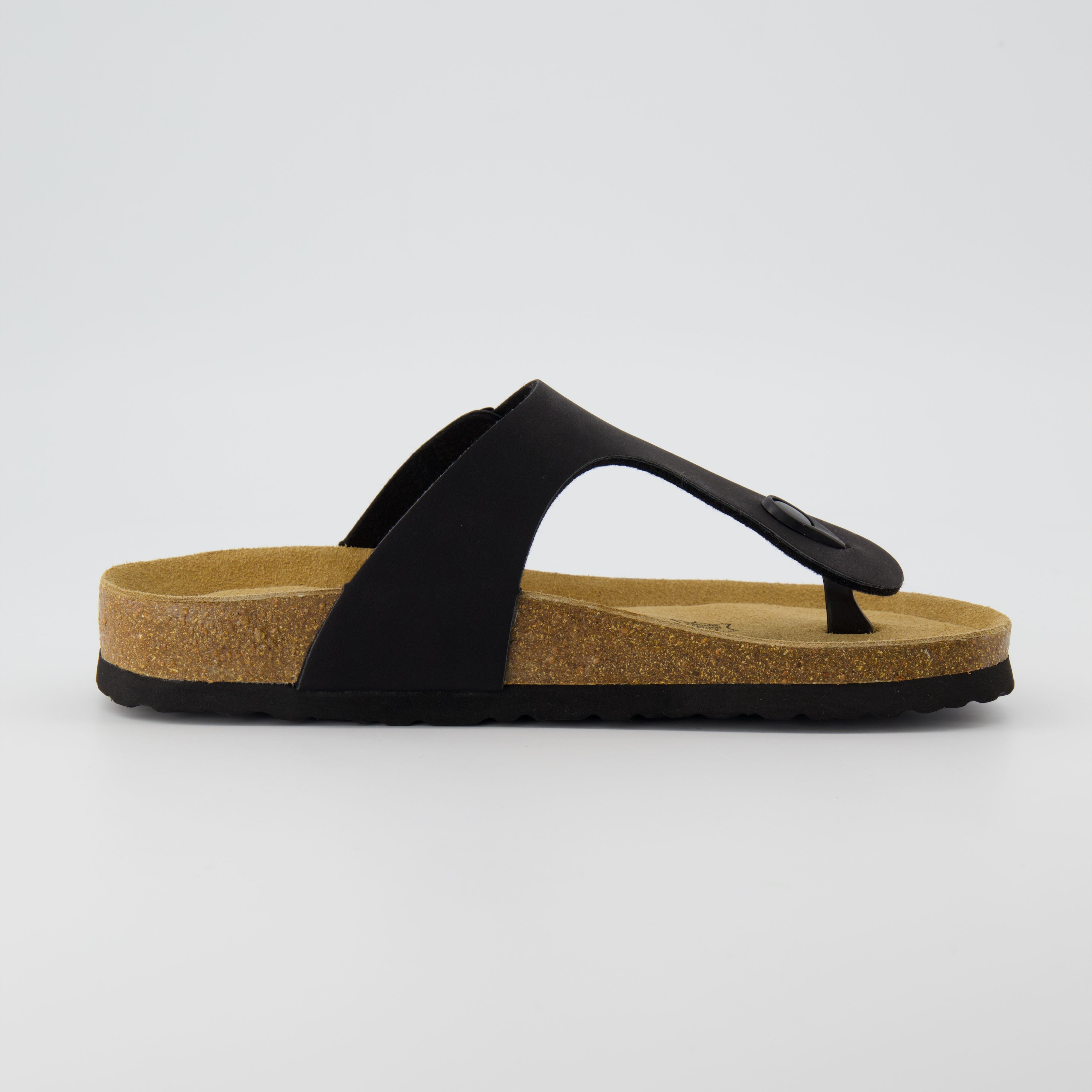 Leah Cork Footbed Thong Sandal Black